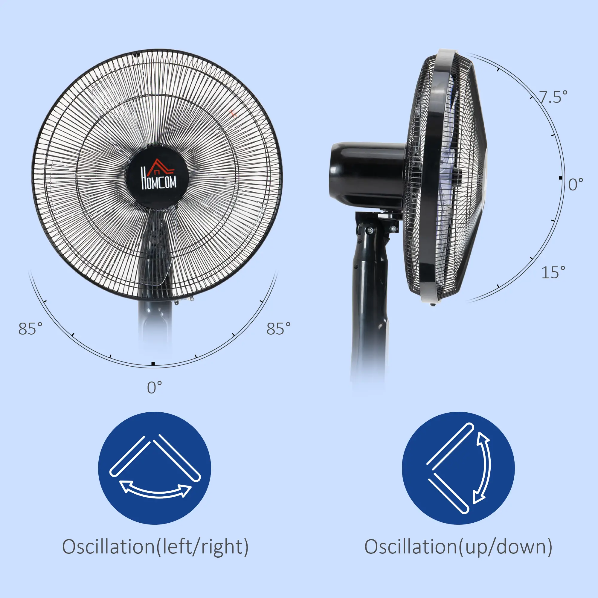 Standing Floor Fan with Remote, Tall Pedestal Electric Fan, Black - Image 6