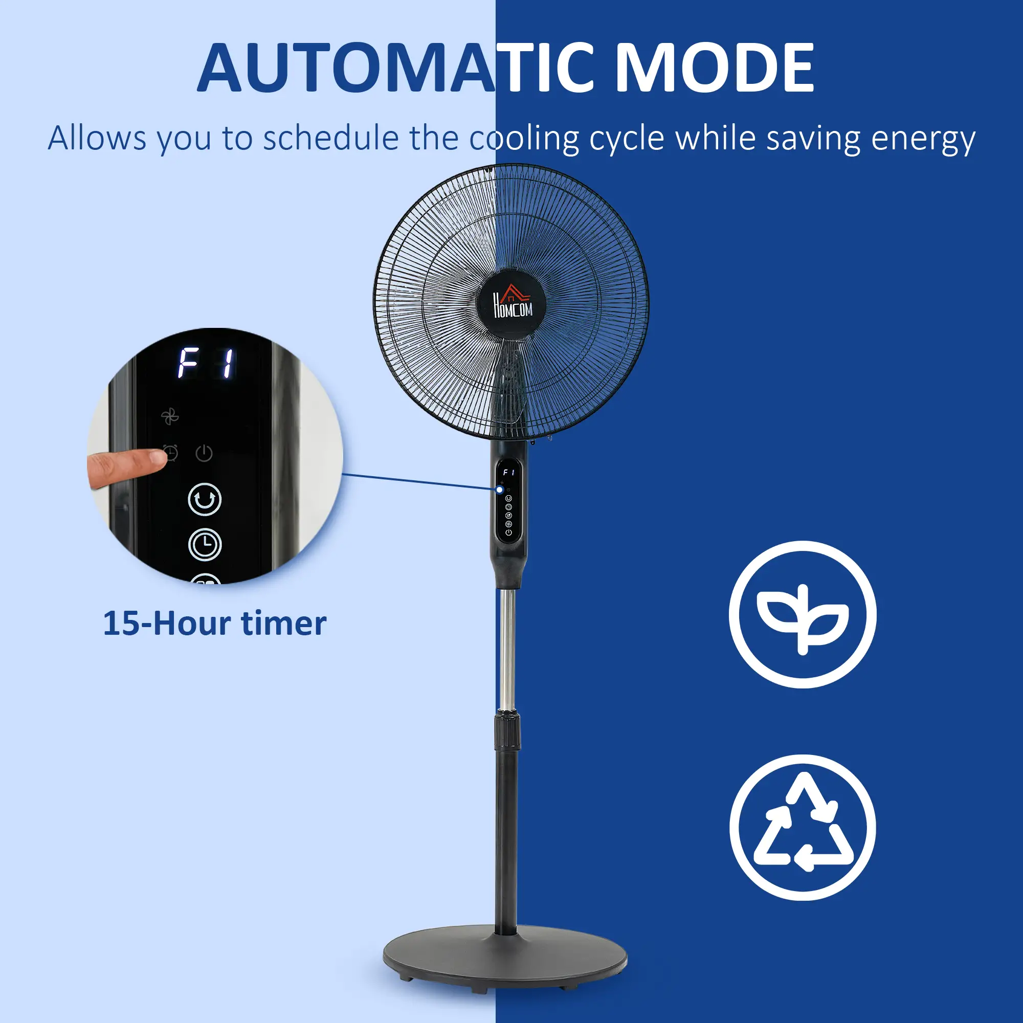 Standing Floor Fan with Remote, Tall Pedestal Electric Fan, Black - Image 7