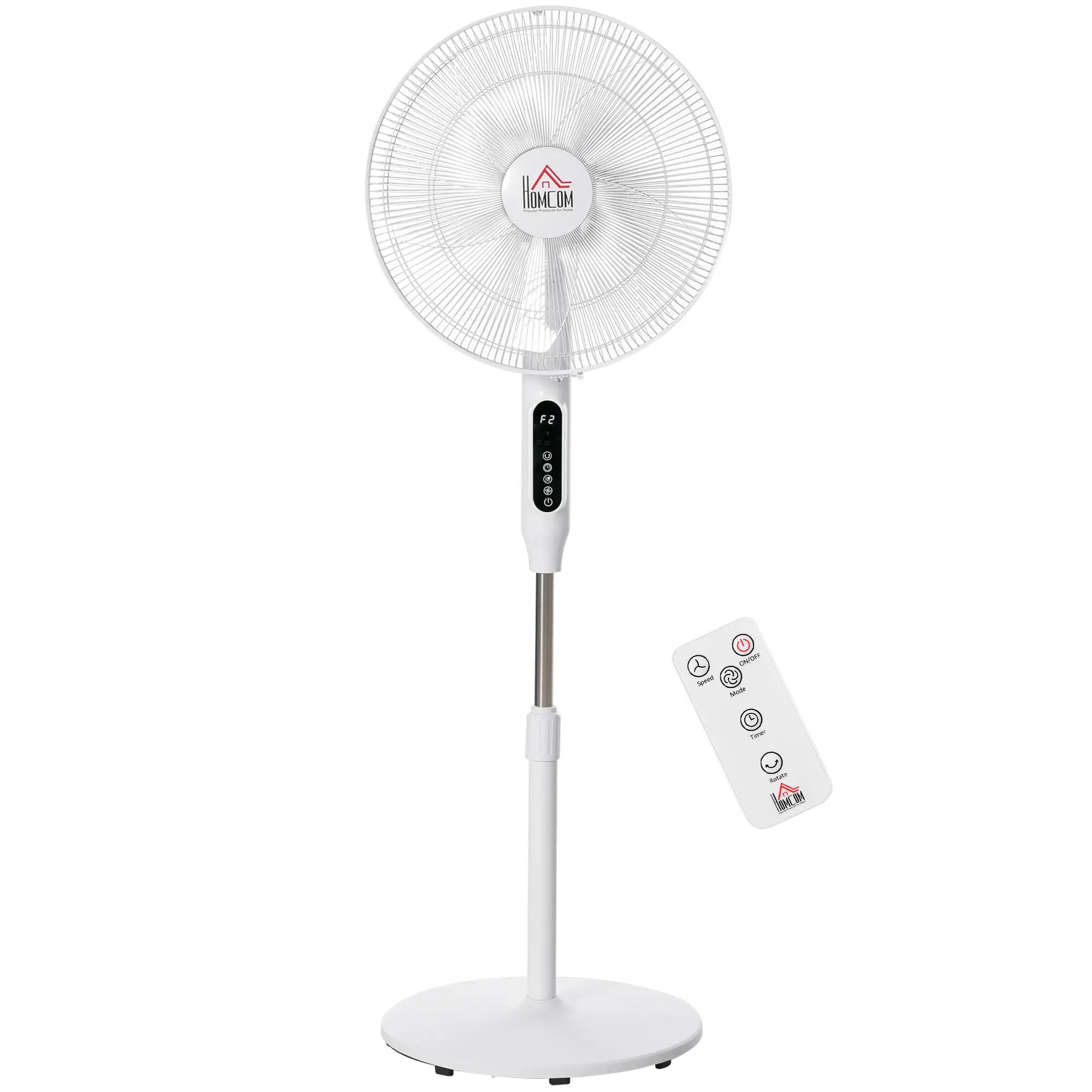 Standing Floor Fan with Remote, Tall Pedestal Fan, White - Image 11