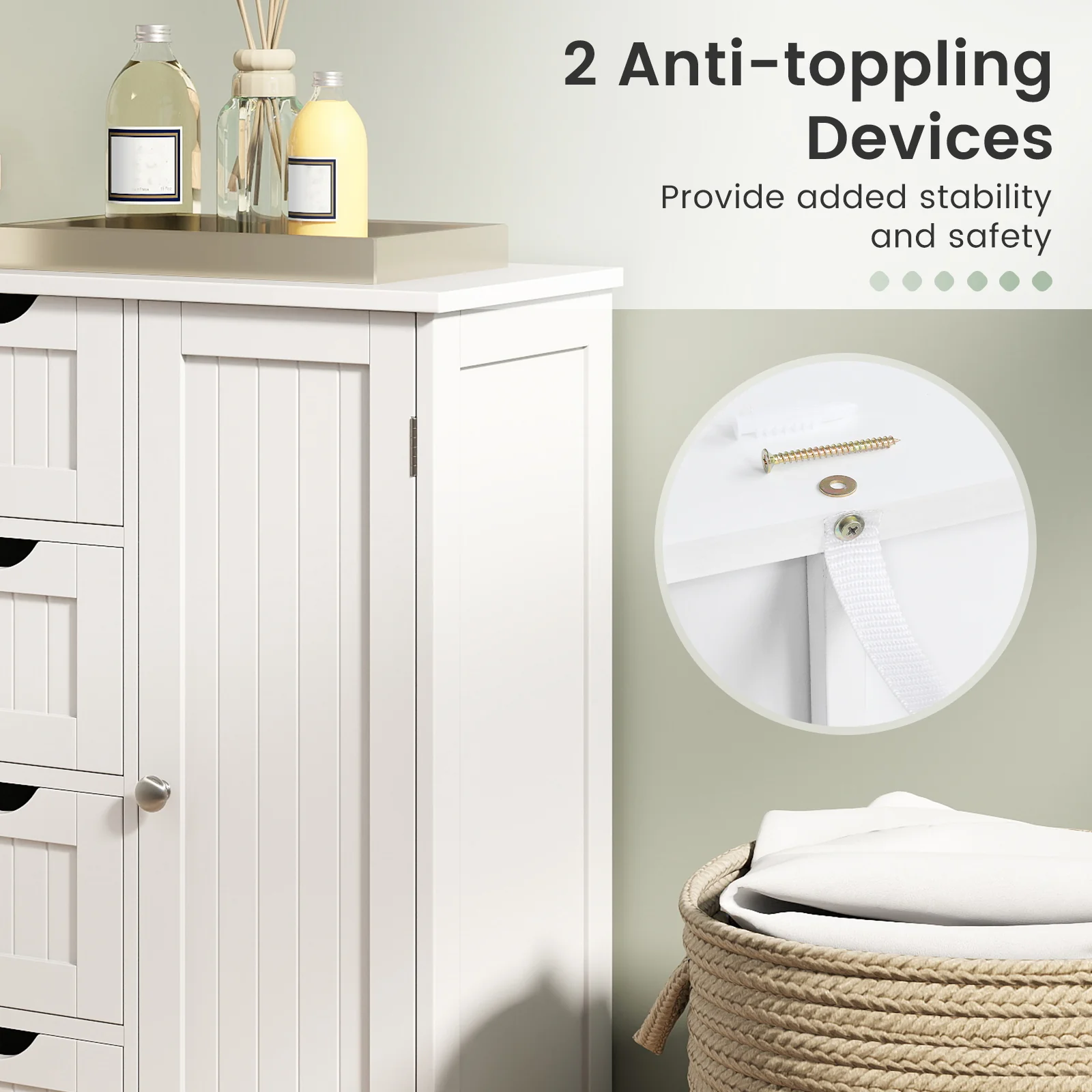 Standing Indoor Wooden Cabinet with 4 Drawers, White - Image 10