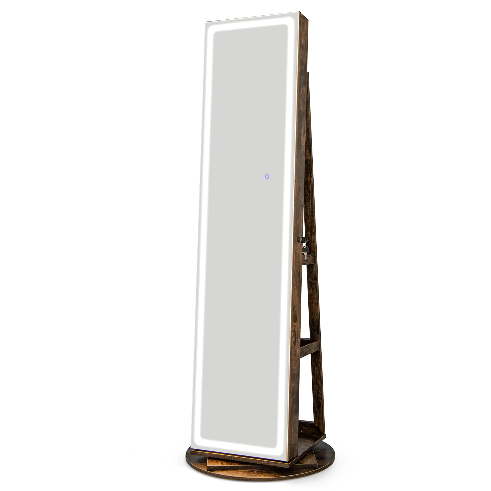 Standing Jewelry Cabinet With Adjustable LED Lights, Coffee - Image 5