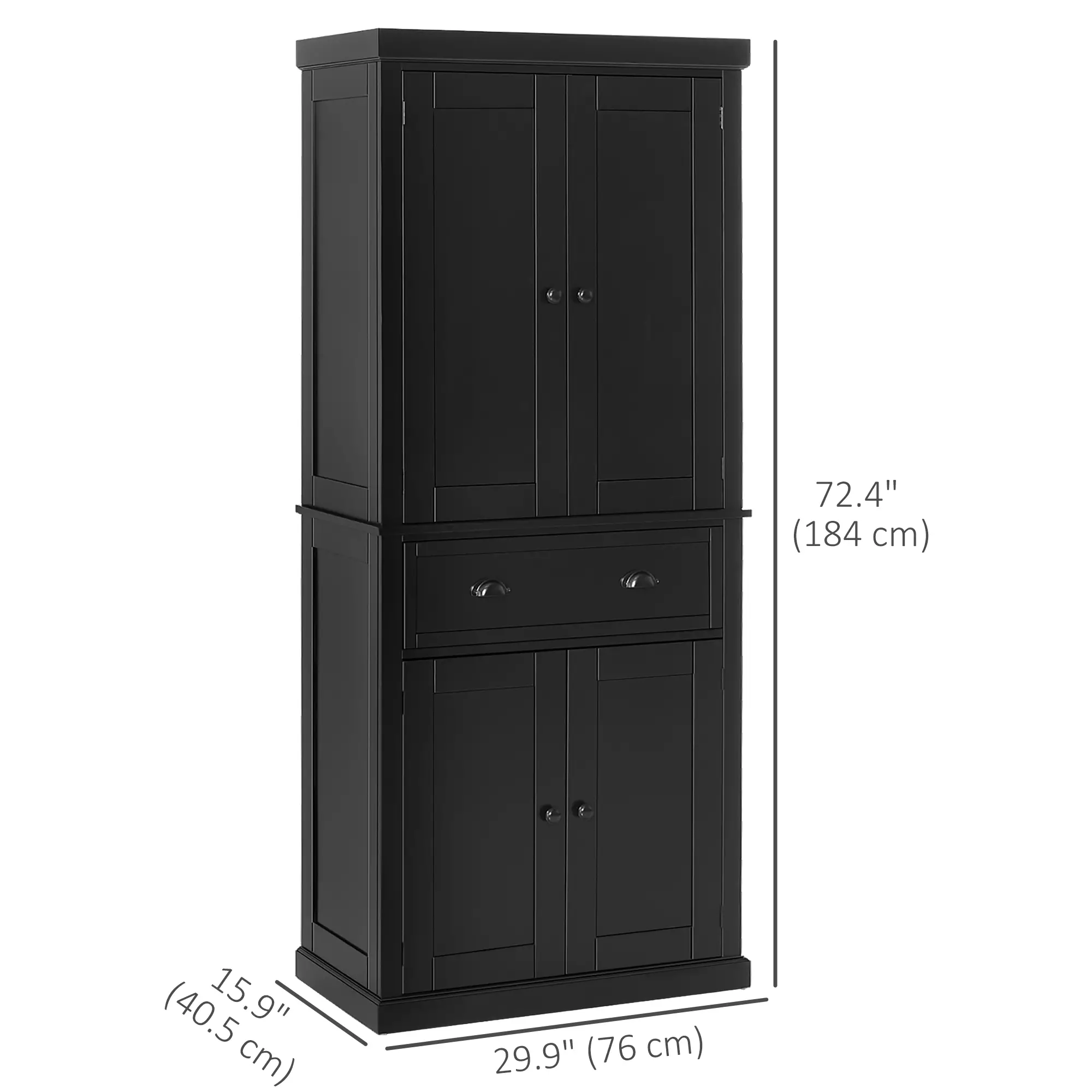 Standing Kitchen Cabinet, 2 Drawers, MDF Board, Black - Image 3