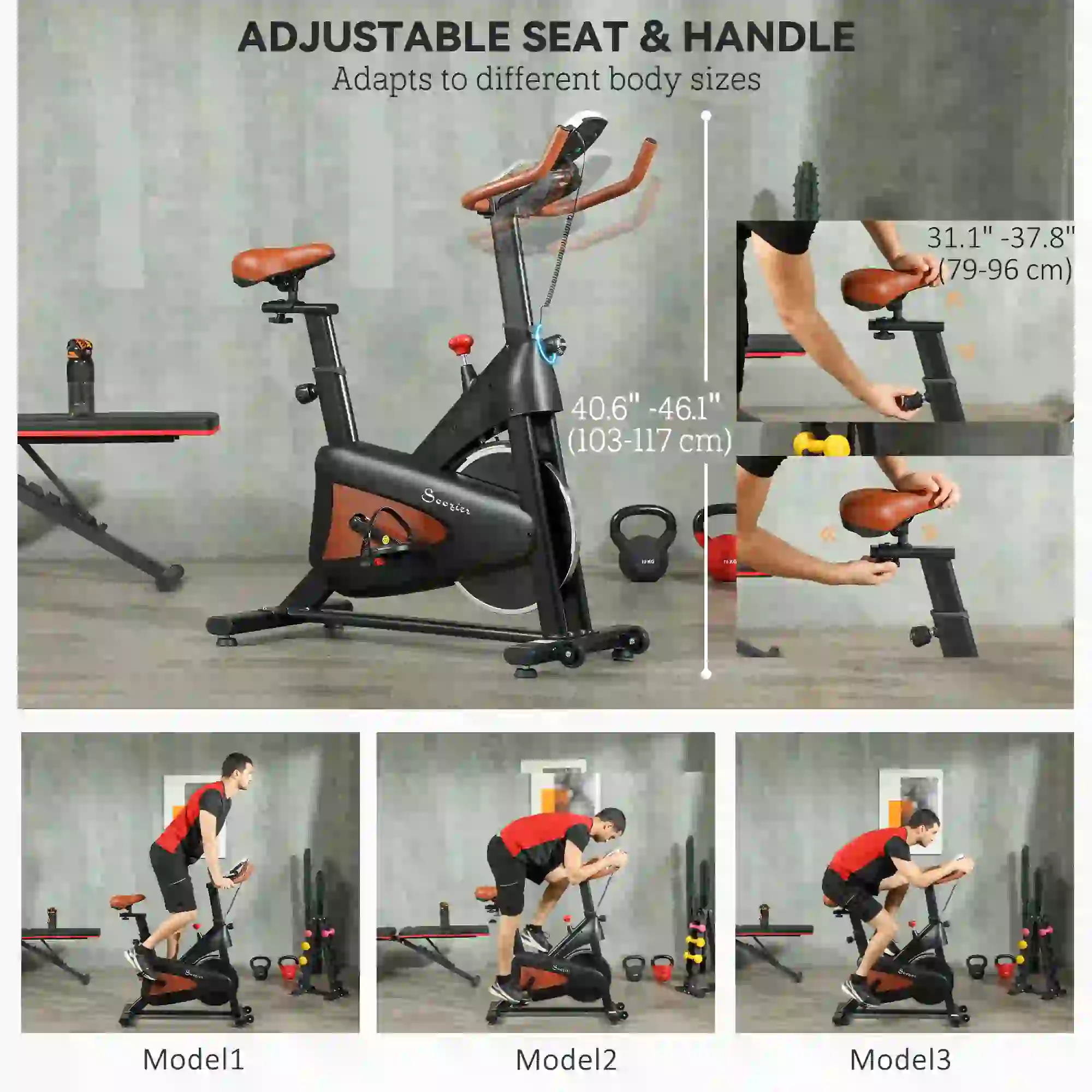 Stationary Exercise Bike, Adjustable Resistance Seat, Black - Image 5