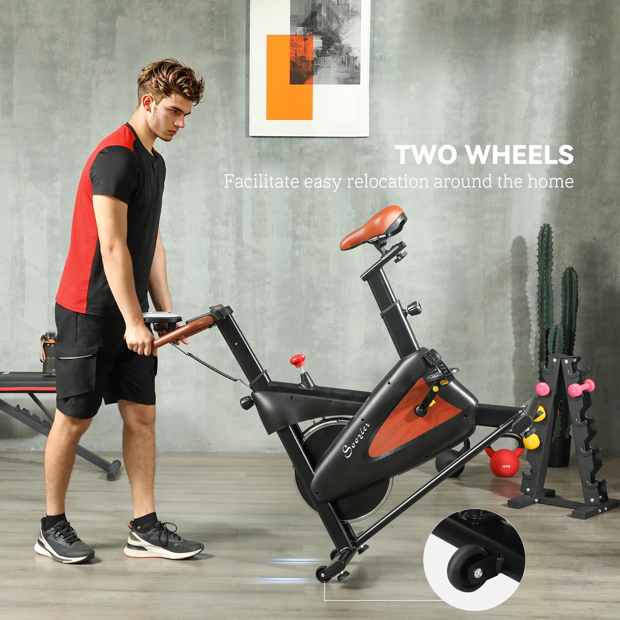 Stationary Exercise Bike, Adjustable Resistance Seat, Black - Image 6