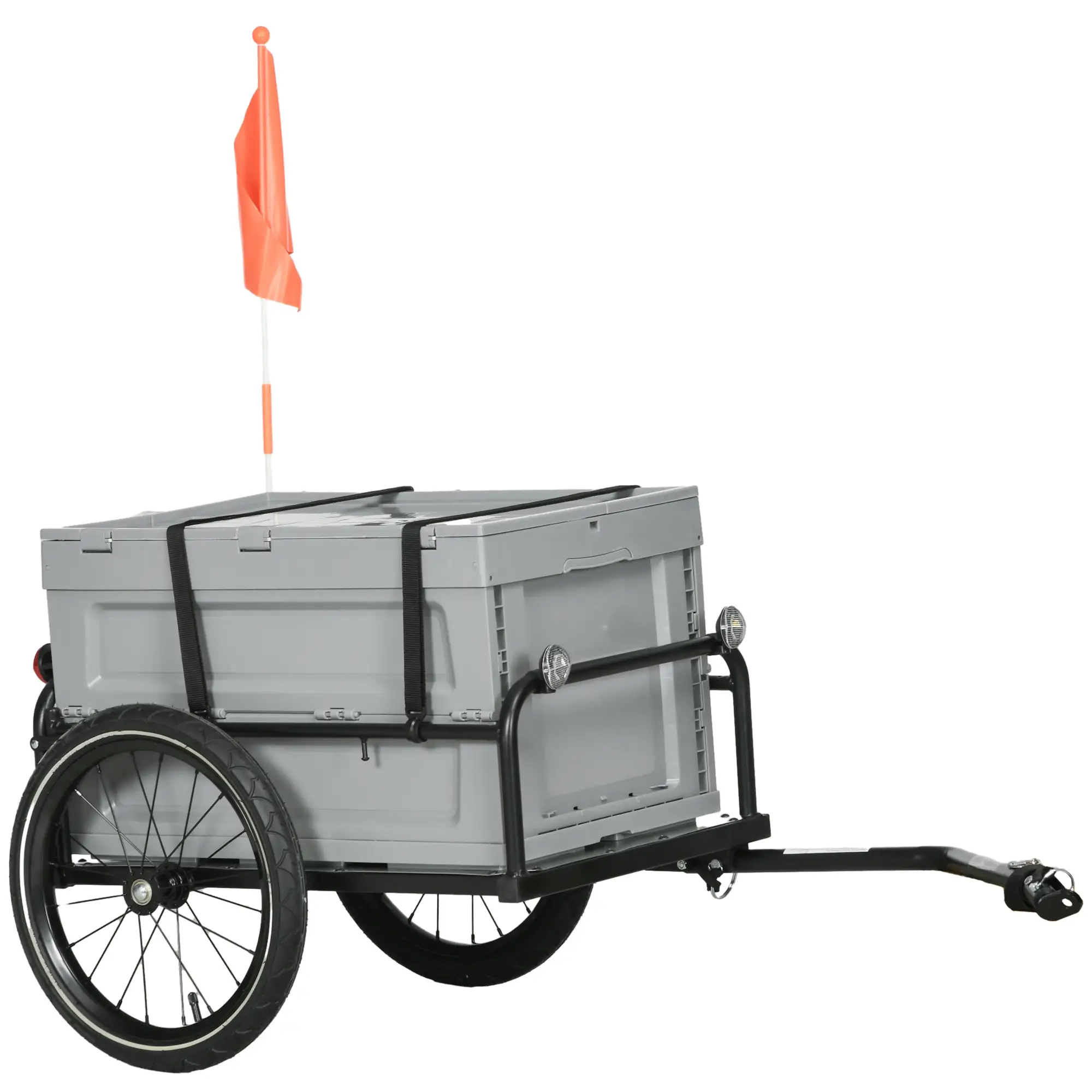 Steel Bike Trailer, Bicycle Cargo with Storage Box, Reflectors, Max Load 88LBS