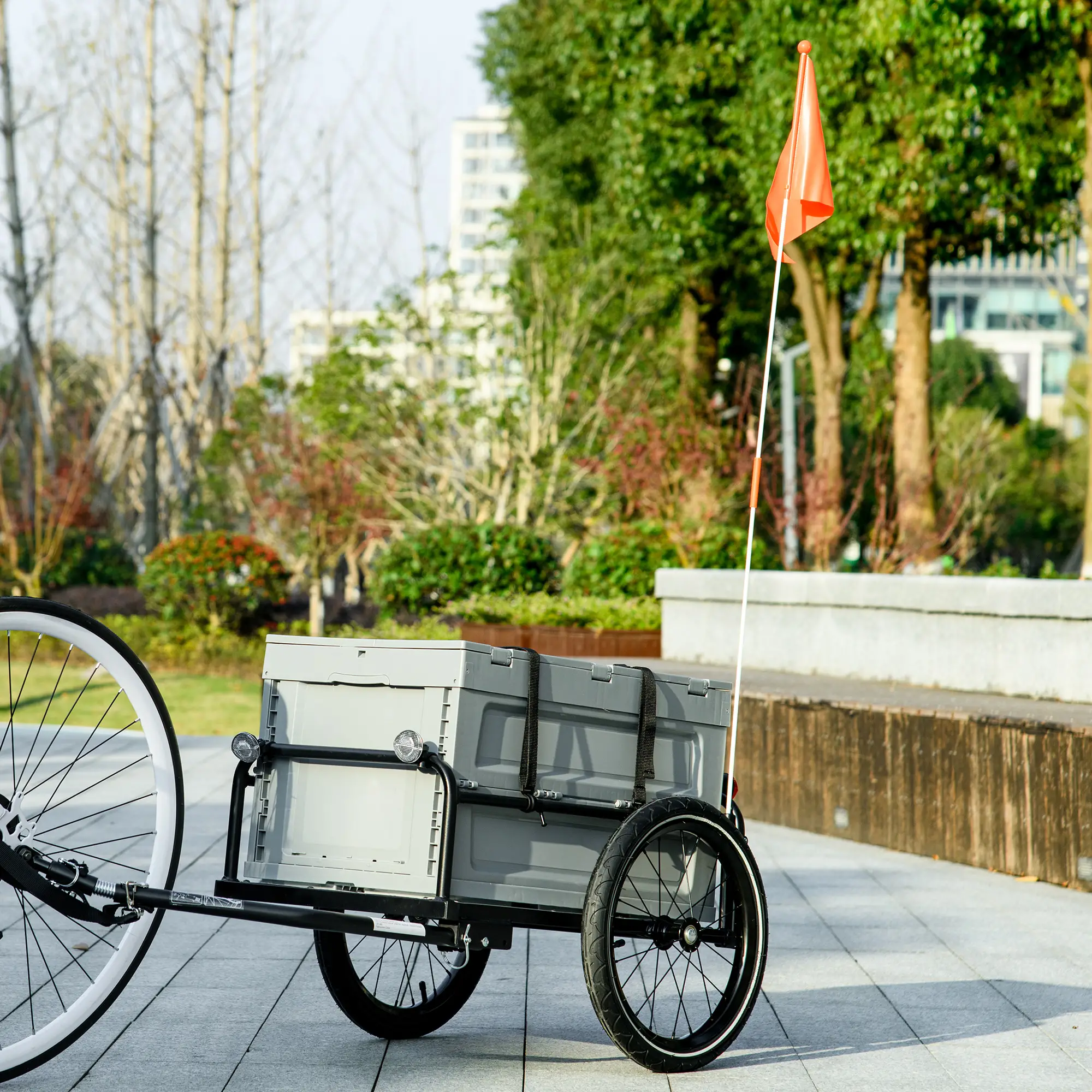 Steel Bike Trailer, Bicycle Cargo with Storage Box, Reflectors, Max Load 88LBS - Image 8