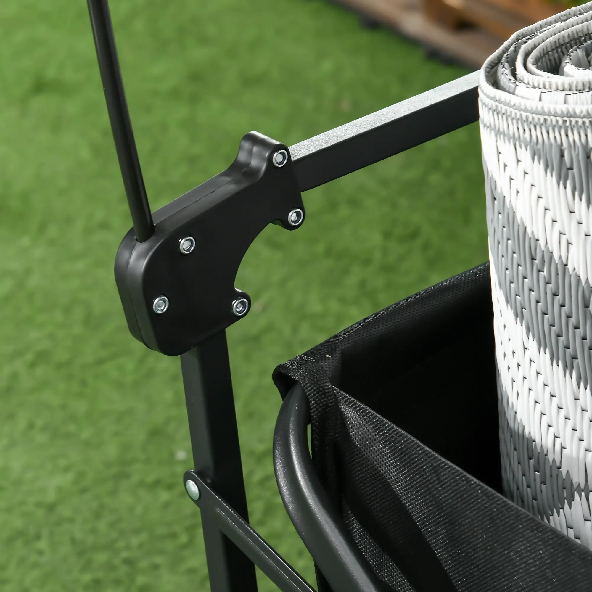 Steel Frame Folding Garden Cart, Collapsible Wagon, Removable Canopy - Image 10