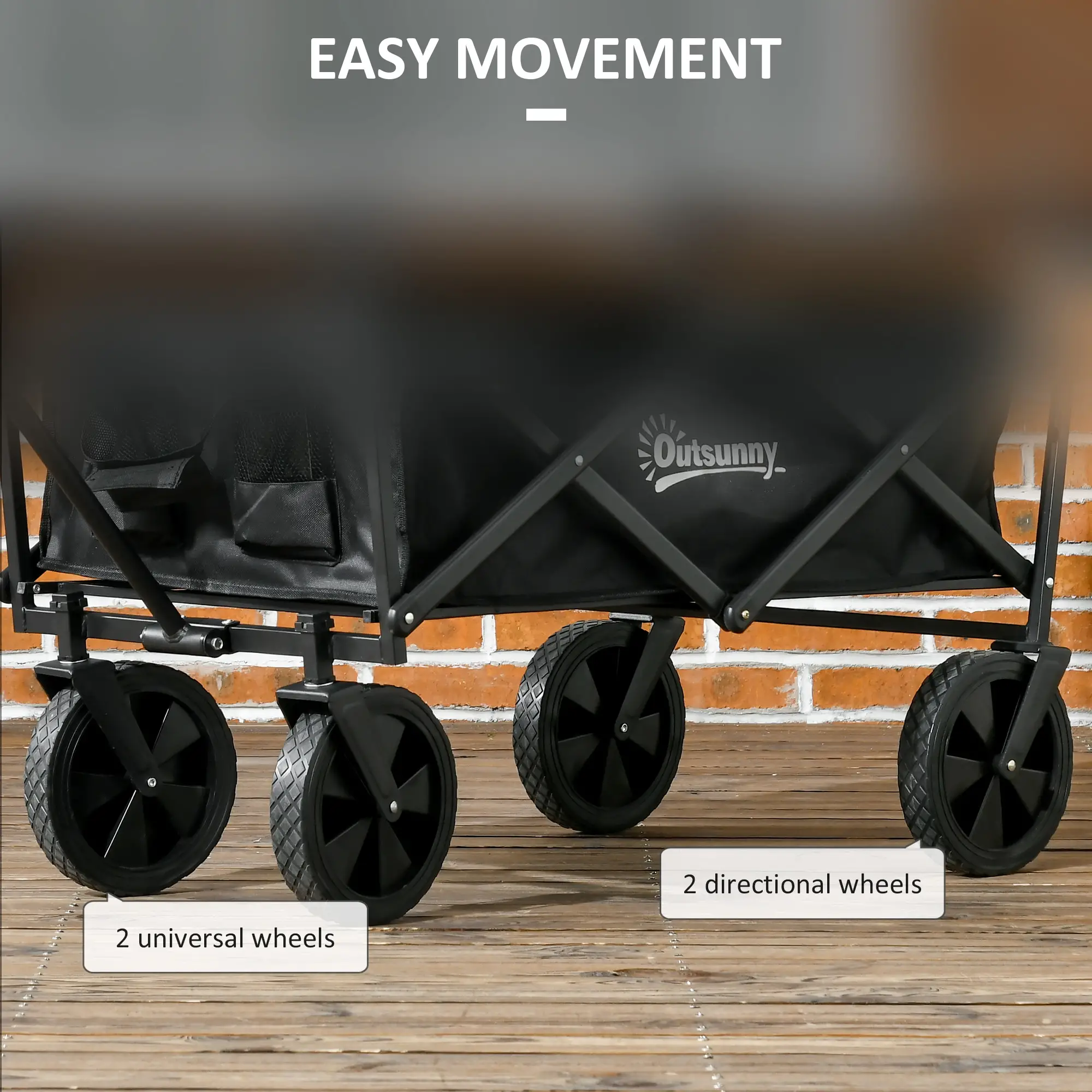 Steel Frame Folding Garden Cart, Collapsible Wagon, Removable Canopy - Image 7