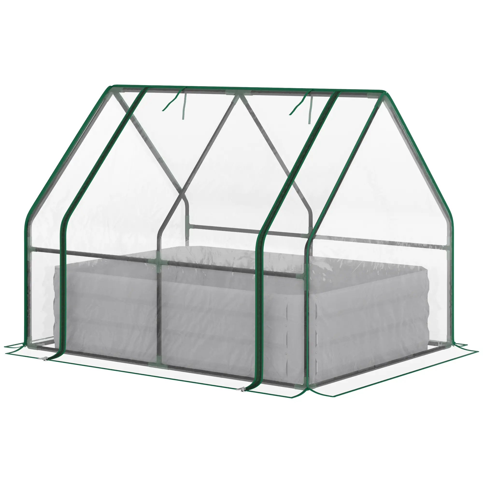 Steel Outdoor Raised Garden Bed, Greenhouse Cover, Roll Up Door, 50"x37.4"x36.2", Clear
