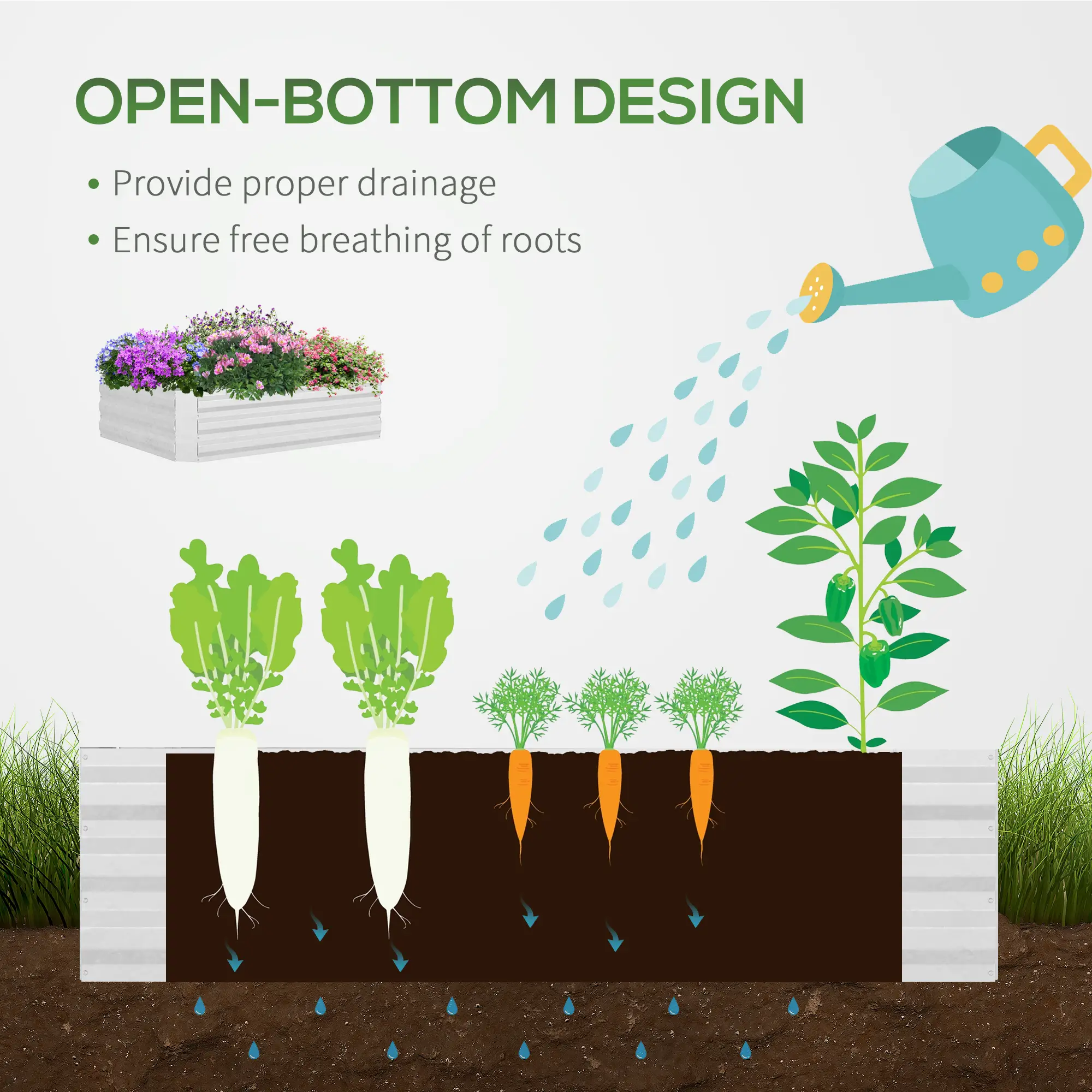 Steel Outdoor Raised Garden Bed, Greenhouse Cover, Roll Up Door, 50"x37.4"x36.2", Clear - Image 7