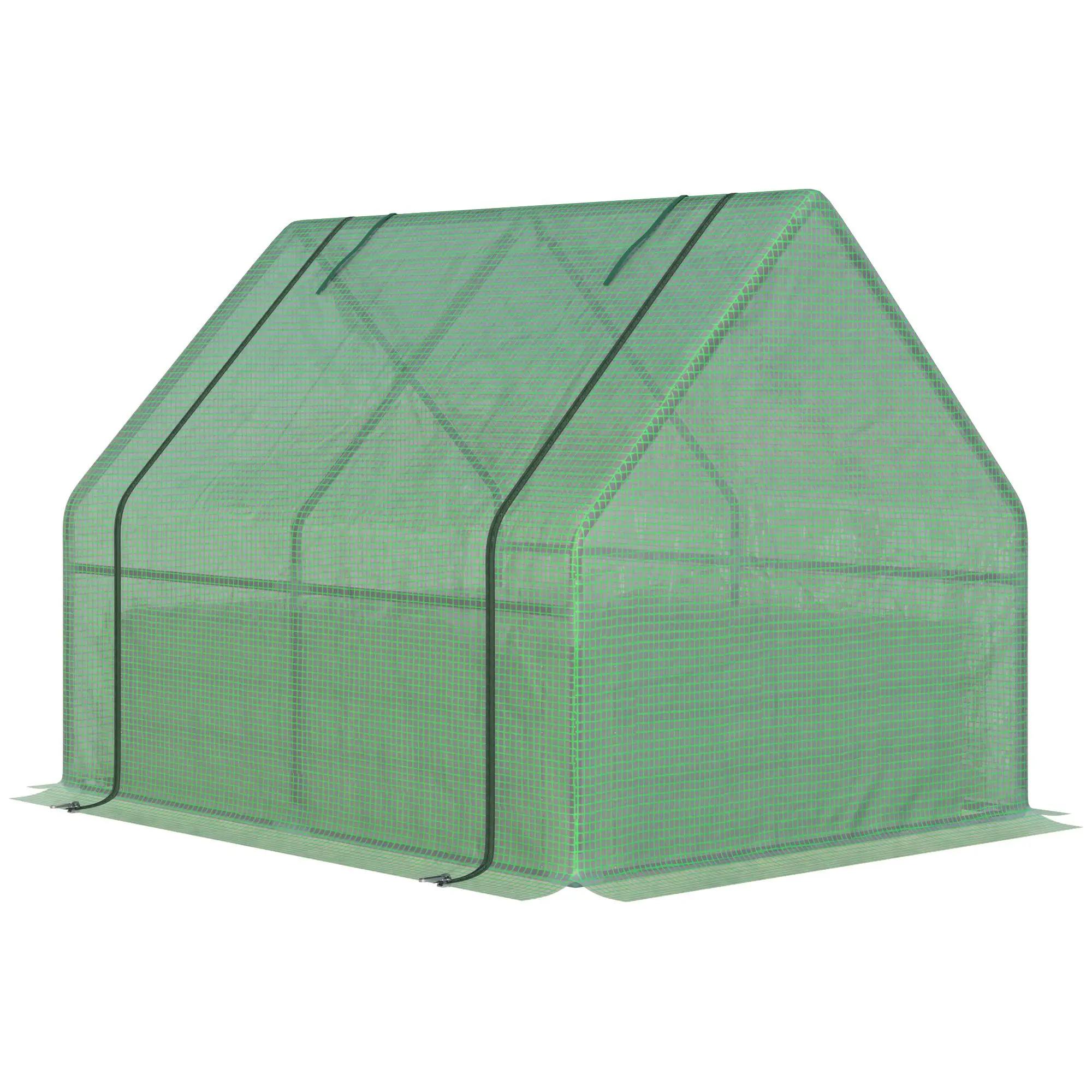 Steel Outdoor Raised Garden Bed, Greenhouse Cover, Roll Up Door, 50"x37.4"x36.2", Green