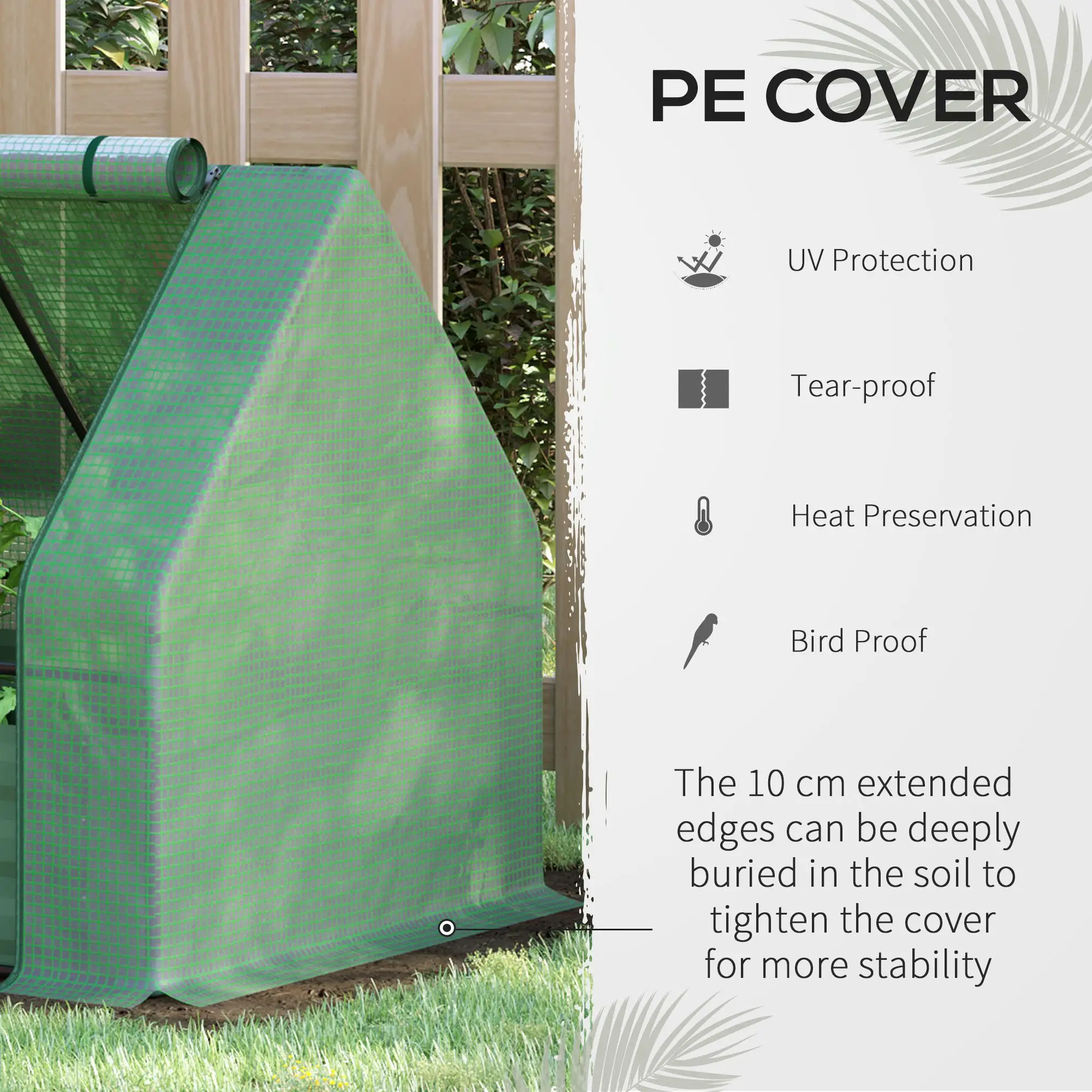 Steel Outdoor Raised Garden Bed, Greenhouse Cover, Roll Up Door, 50"x37.4"x36.2", Green - Image 4