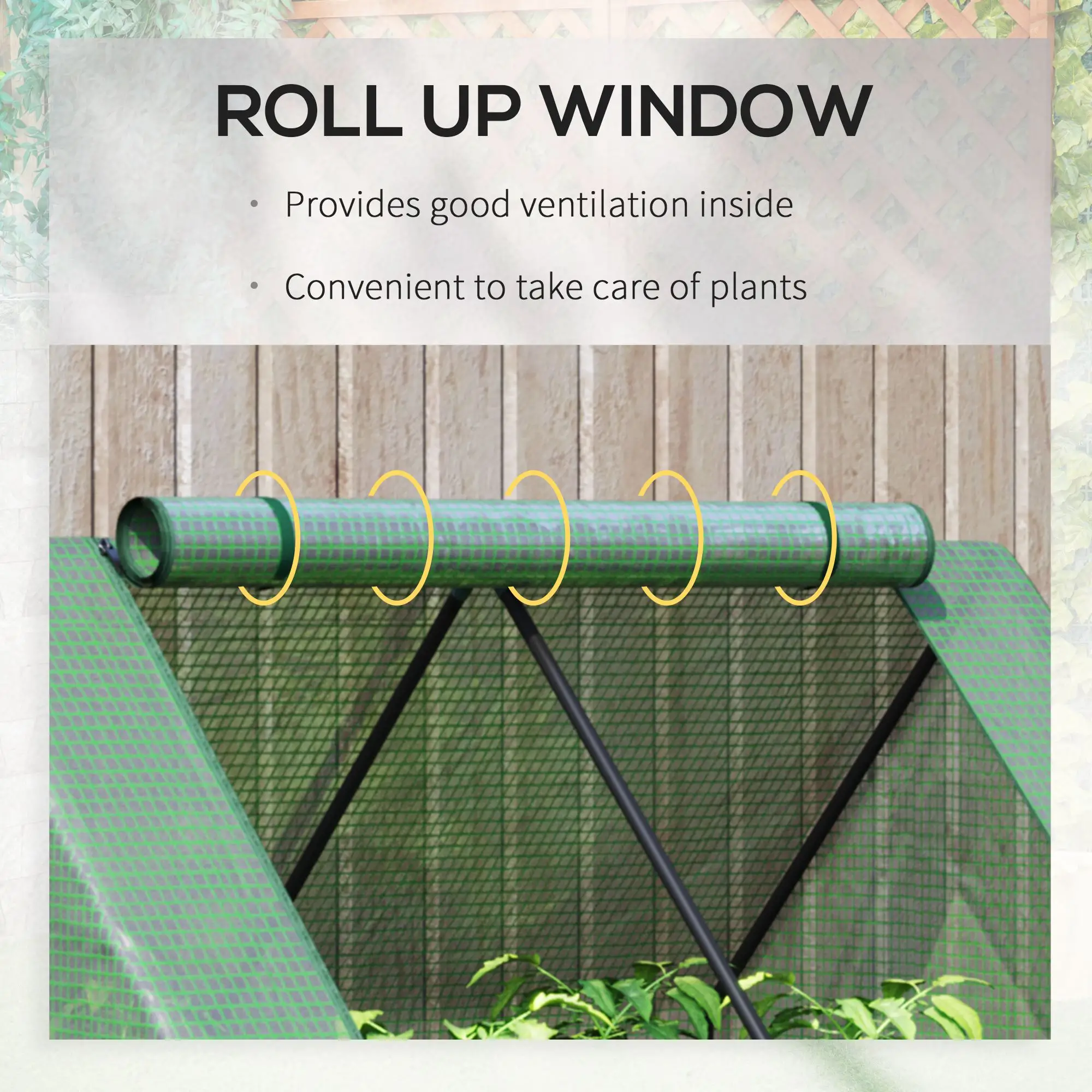 Steel Outdoor Raised Garden Bed, Greenhouse Cover, Roll Up Door, 50"x37.4"x36.2", Green - Image 6