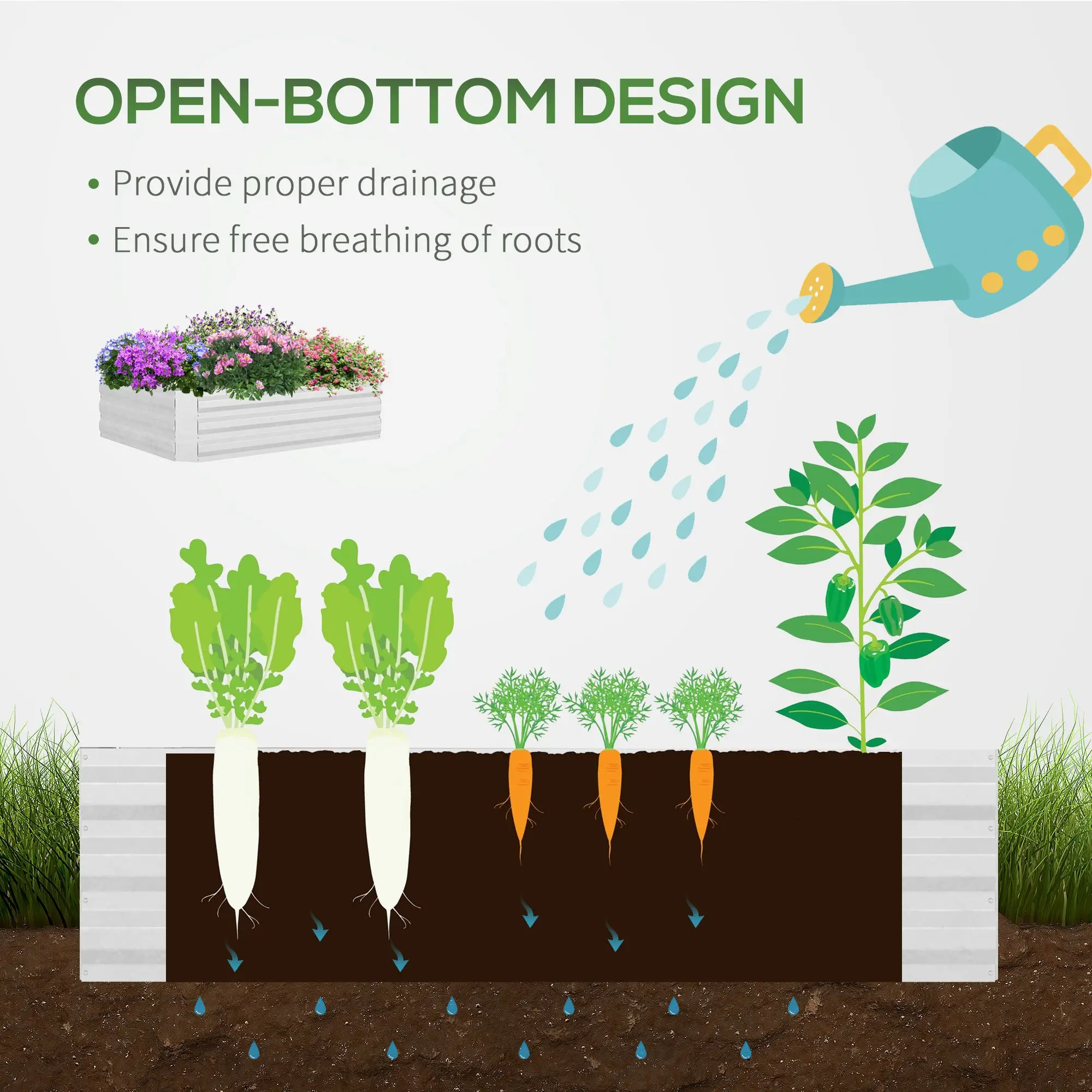 Steel Outdoor Raised Garden Bed with Greenhouse, Cover, 50"x37.4"x36.2", Green - Image 7