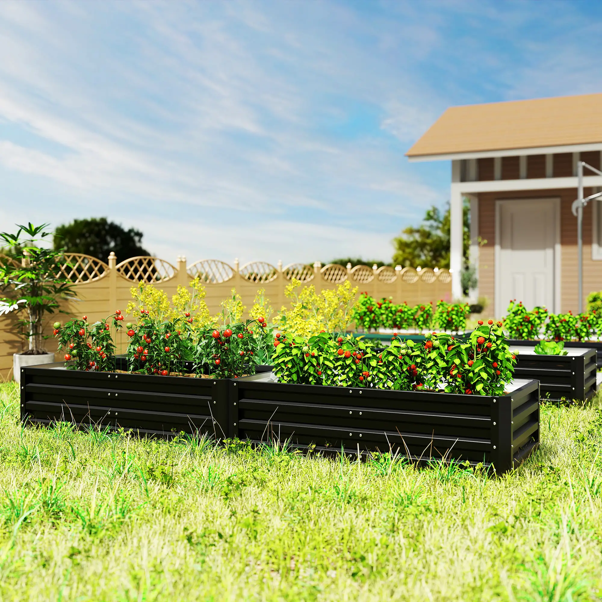 Steel Raised Garden Bed, 8x8x1ft, Set of 5 Large Planters, Black - Image 9
