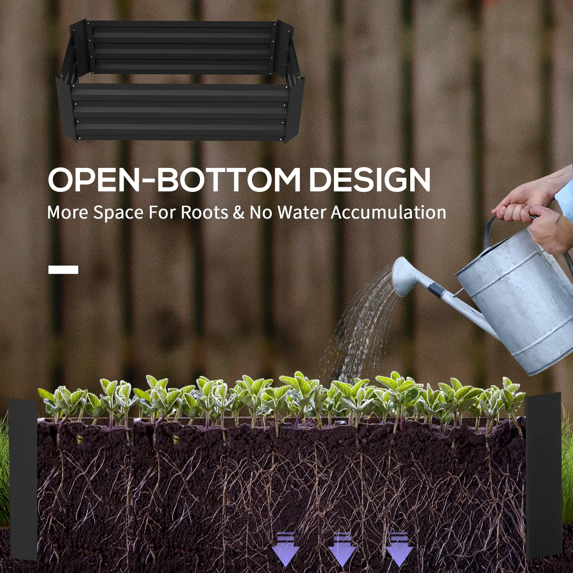 Steel Raised Garden Bed, Elevated Planter Box, 39"x20"x12", Black - Image 4