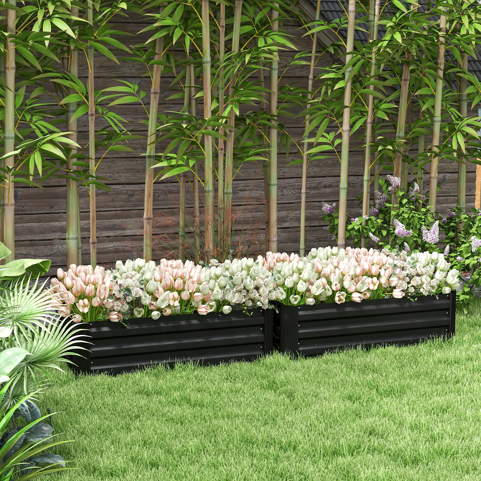 Steel Raised Garden Bed, Elevated Planter Box, 39"x20"x12", Black - Image 7