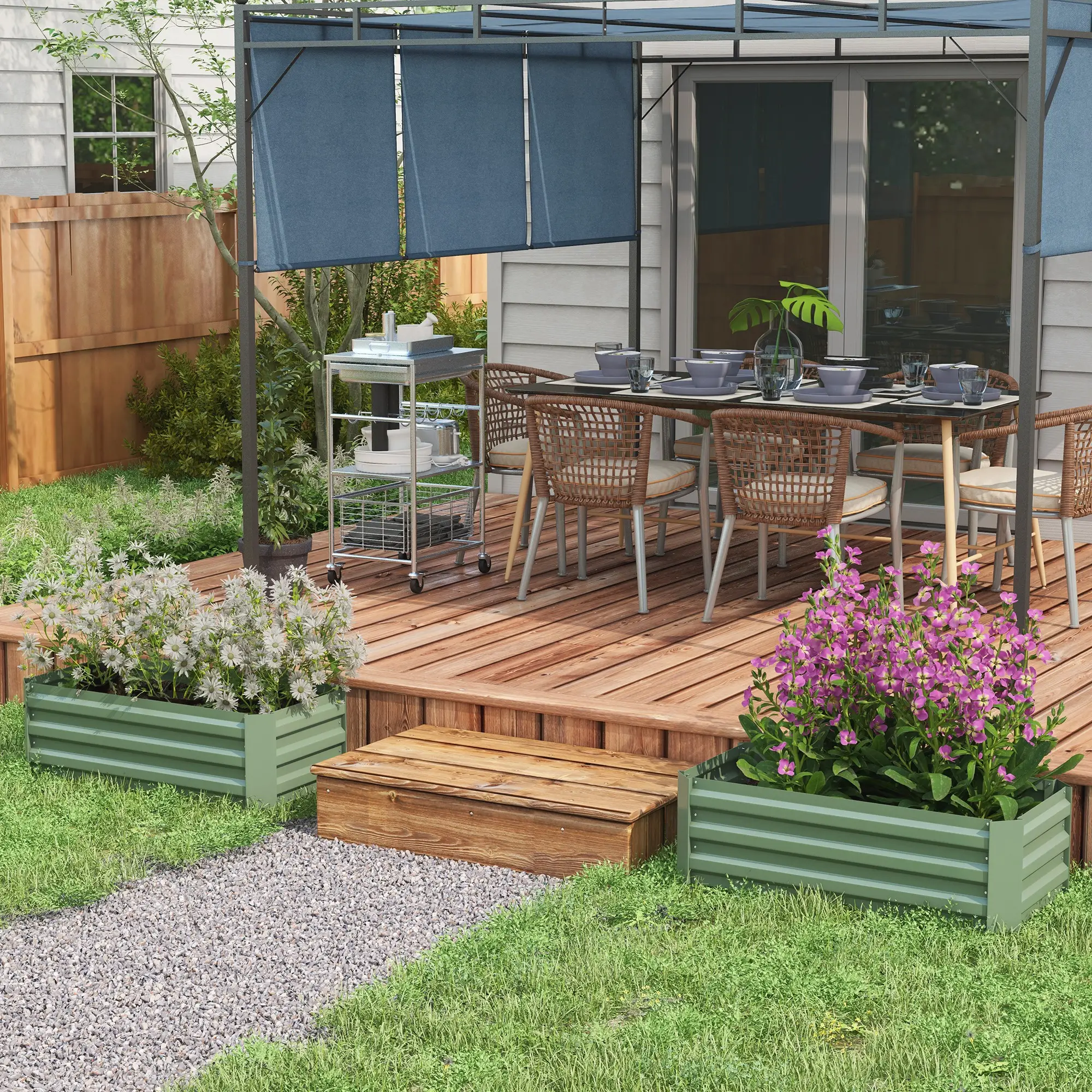 Steel Raised Garden Bed Set, 39"x20"x12", Green - Image 2