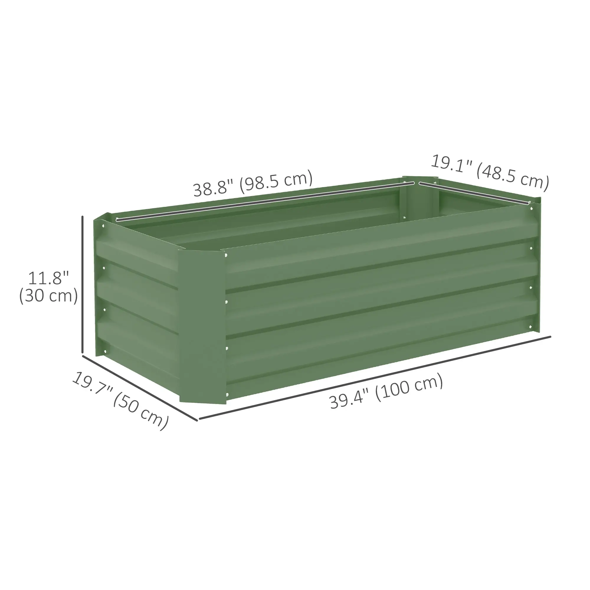 Steel Raised Garden Bed Set, 39"x20"x12", Green - Image 3