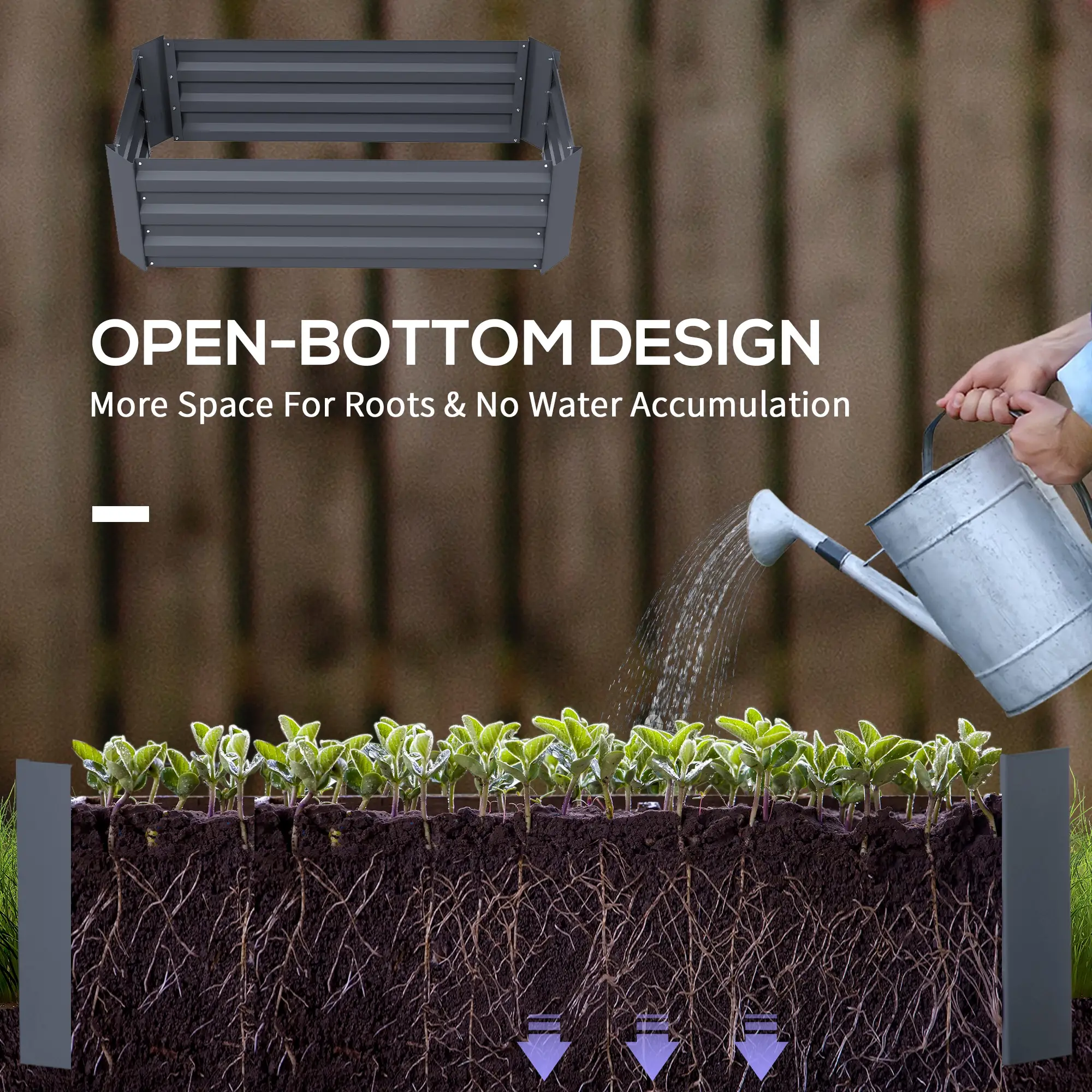 Steel Raised Garden Bed Set, Elevated Planter Box, 39"x20"x12", Dark Grey - Image 5
