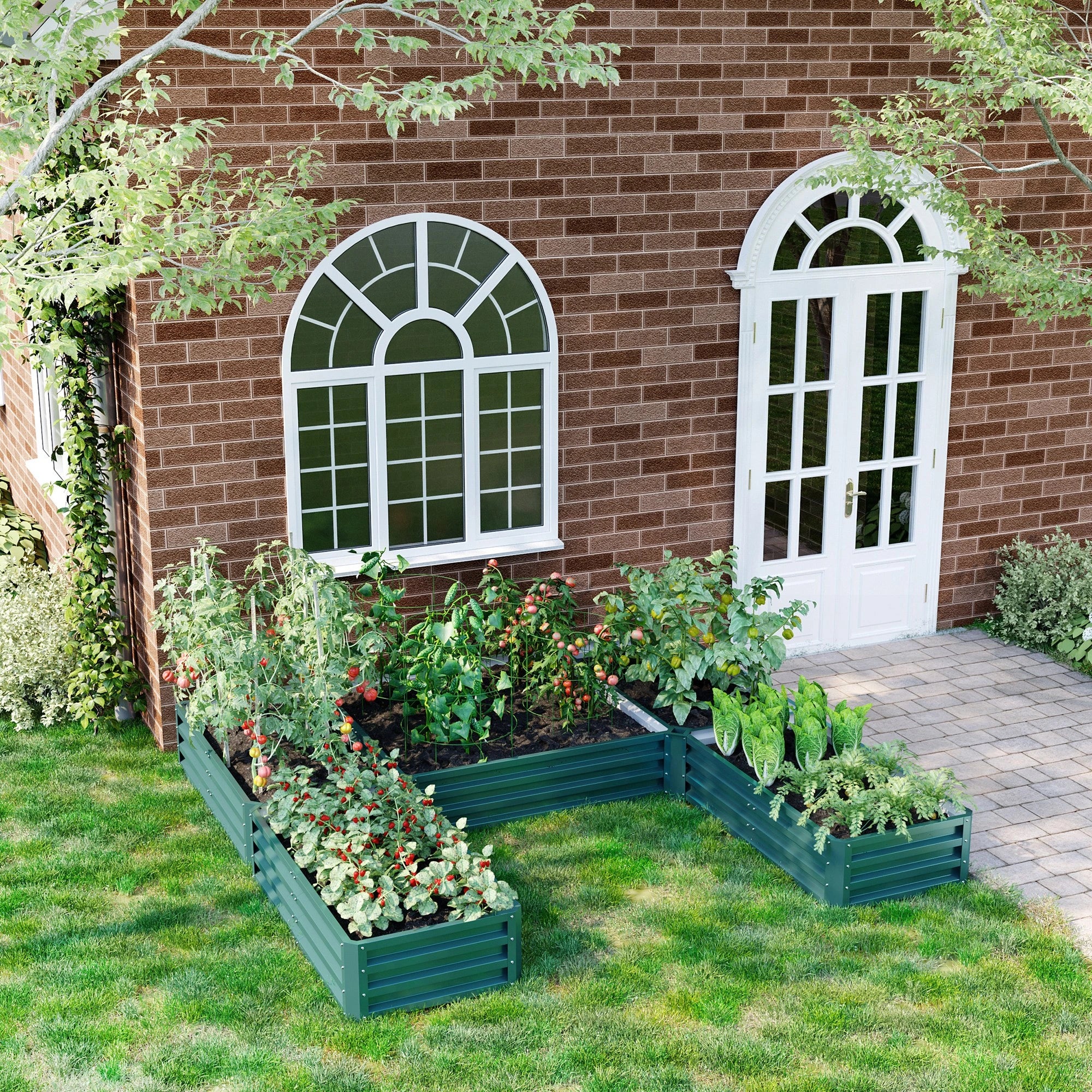 Steel Raised Garden Bed, Set of 5, 8x8x1ft, Green - Image 2