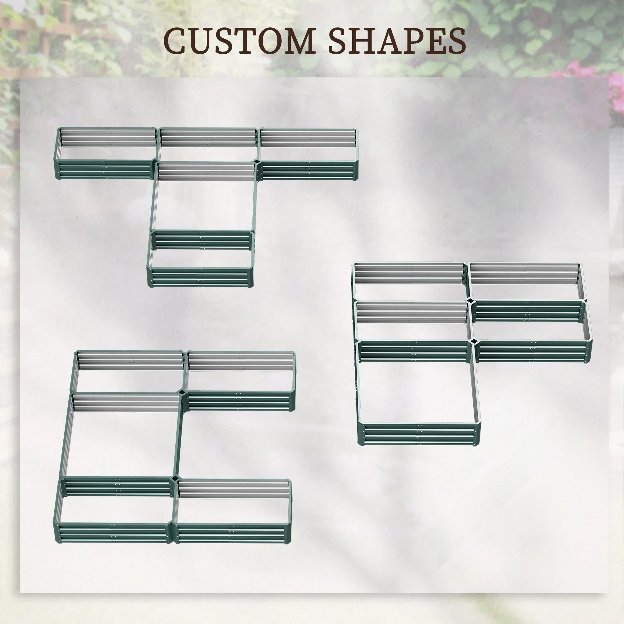 Steel Raised Garden Bed, Set of 5, 8x8x1ft, Green - Image 4
