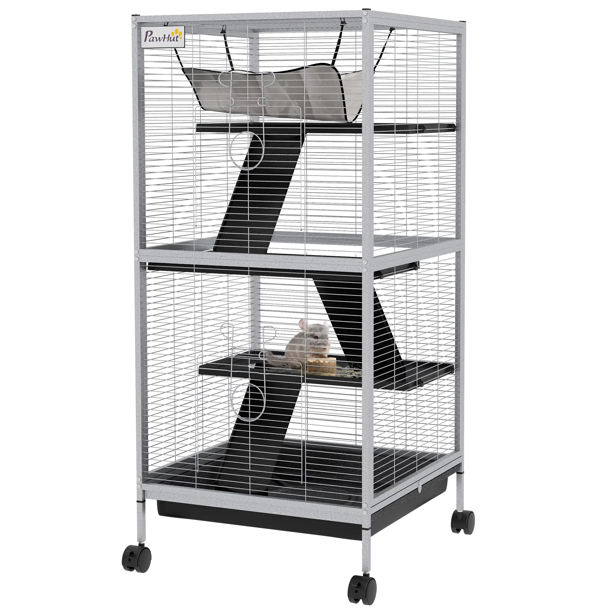 Steel Small Animal Cage, for Guinea Pig, Ferret, Light Grey