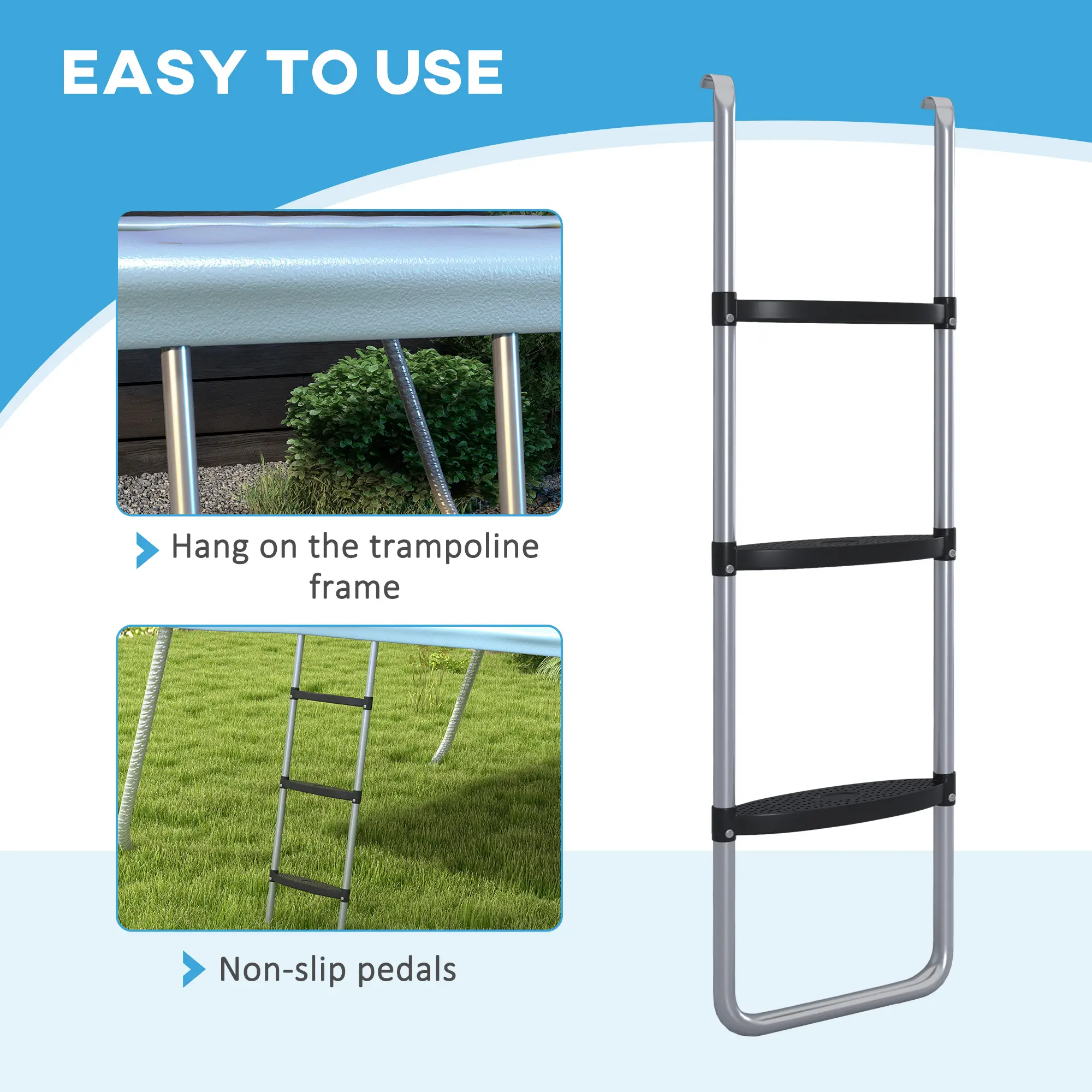 Steel Trampoline Ladder, 2/3 Steps, 43 Inch Length - Image 6