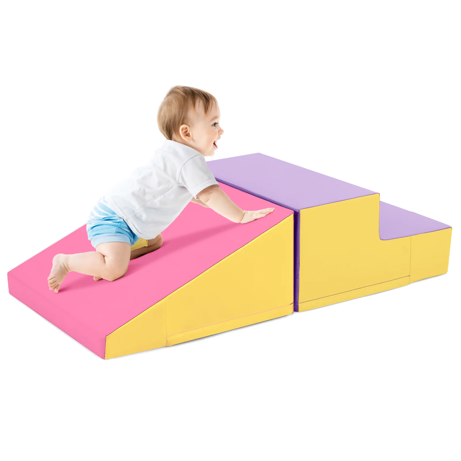 Step And Slide Climber, 2-Piece Soft Play Set, Foam Blocks, Yellow - Image 4