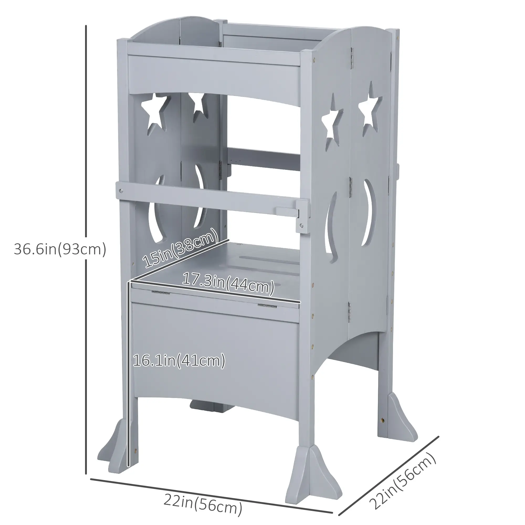 Step Stool with Safety Rail, Support Handles, Kitchen Counter Helper - Image 3