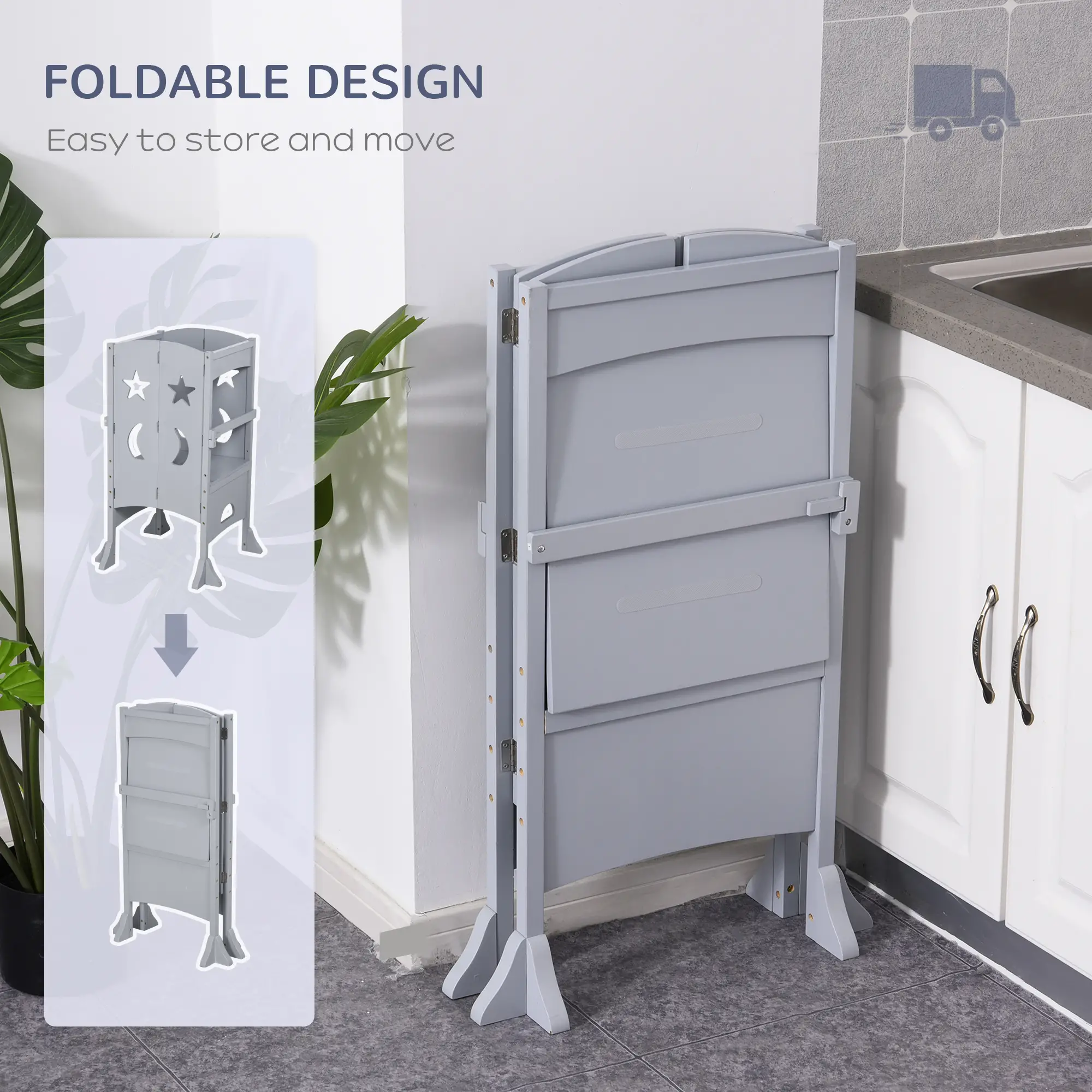 Step Stool with Safety Rail, Support Handles, Kitchen Counter Helper - Image 7