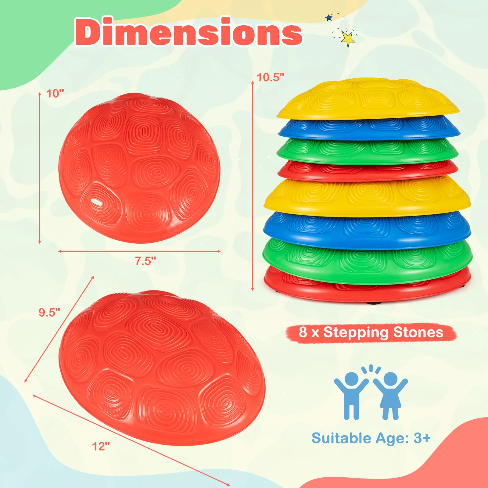 Stepping Stones for Kids 8 PCS Non-Slip Toddler Stepping Stones Balance Sensory Toys, Multicolor - Image 5