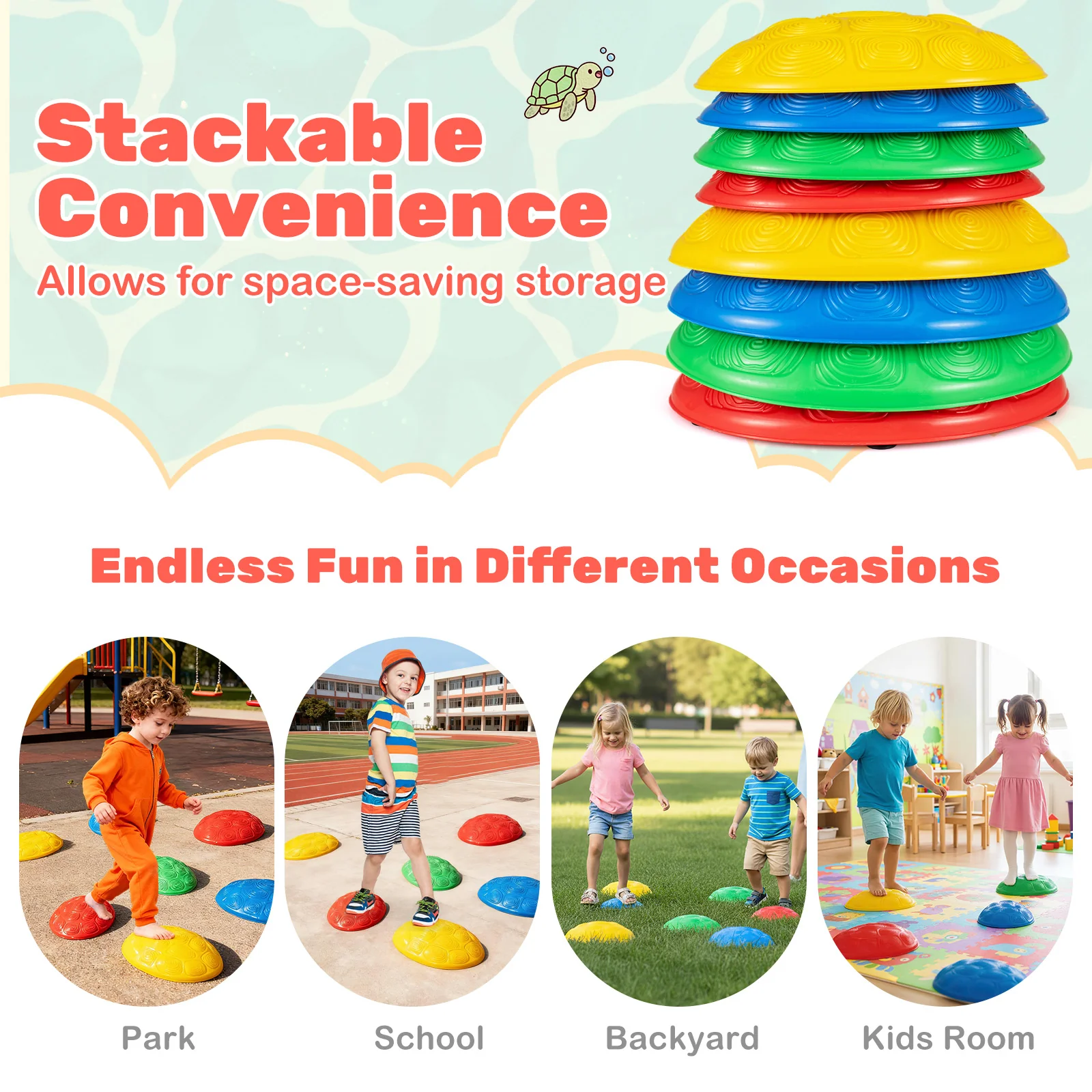Stepping Stones for Kids 8 PCS Non-Slip Toddler Stepping Stones Balance Sensory Toys, Multicolor - Image 9