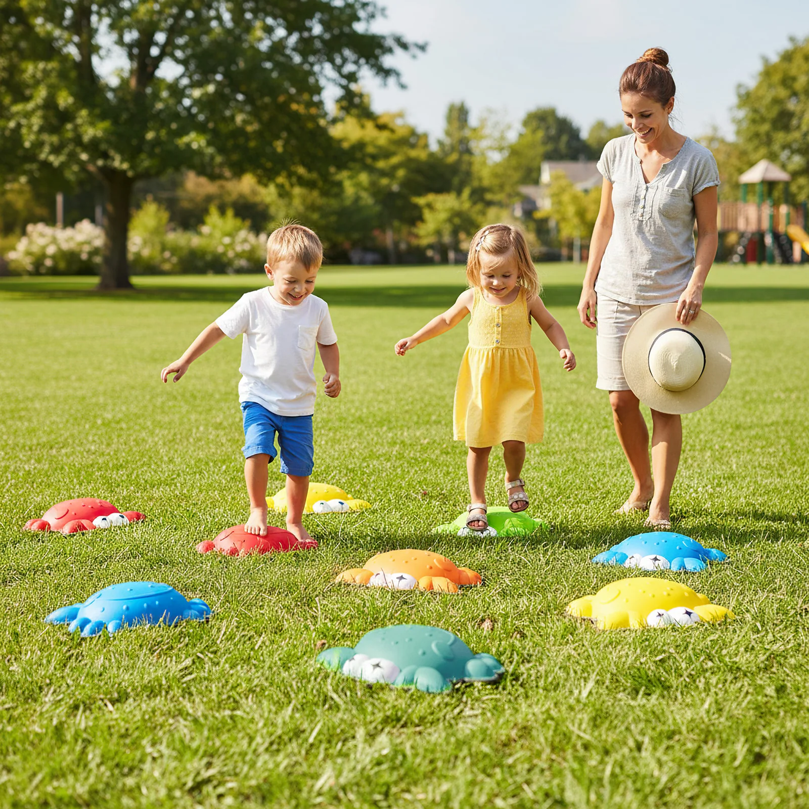 Stepping Stones for Kids 9 Pieces Non-Slip Toddler Stepping Stones Balance Sensory Toys, Multicolor - Image 2