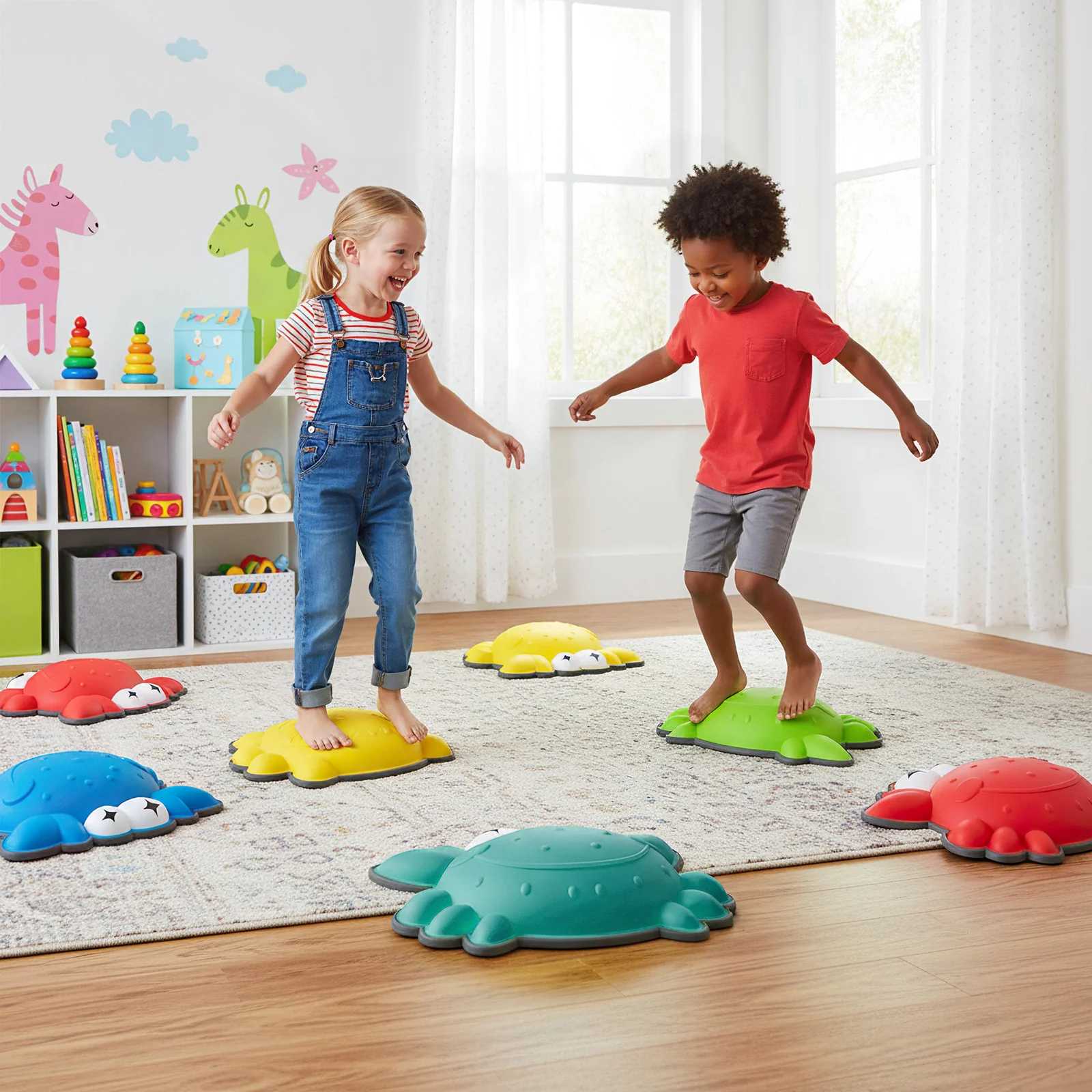 Stepping Stones for Kids 9 Pieces Non-Slip Toddler Stepping Stones Balance Sensory Toys, Multicolor - Image 3