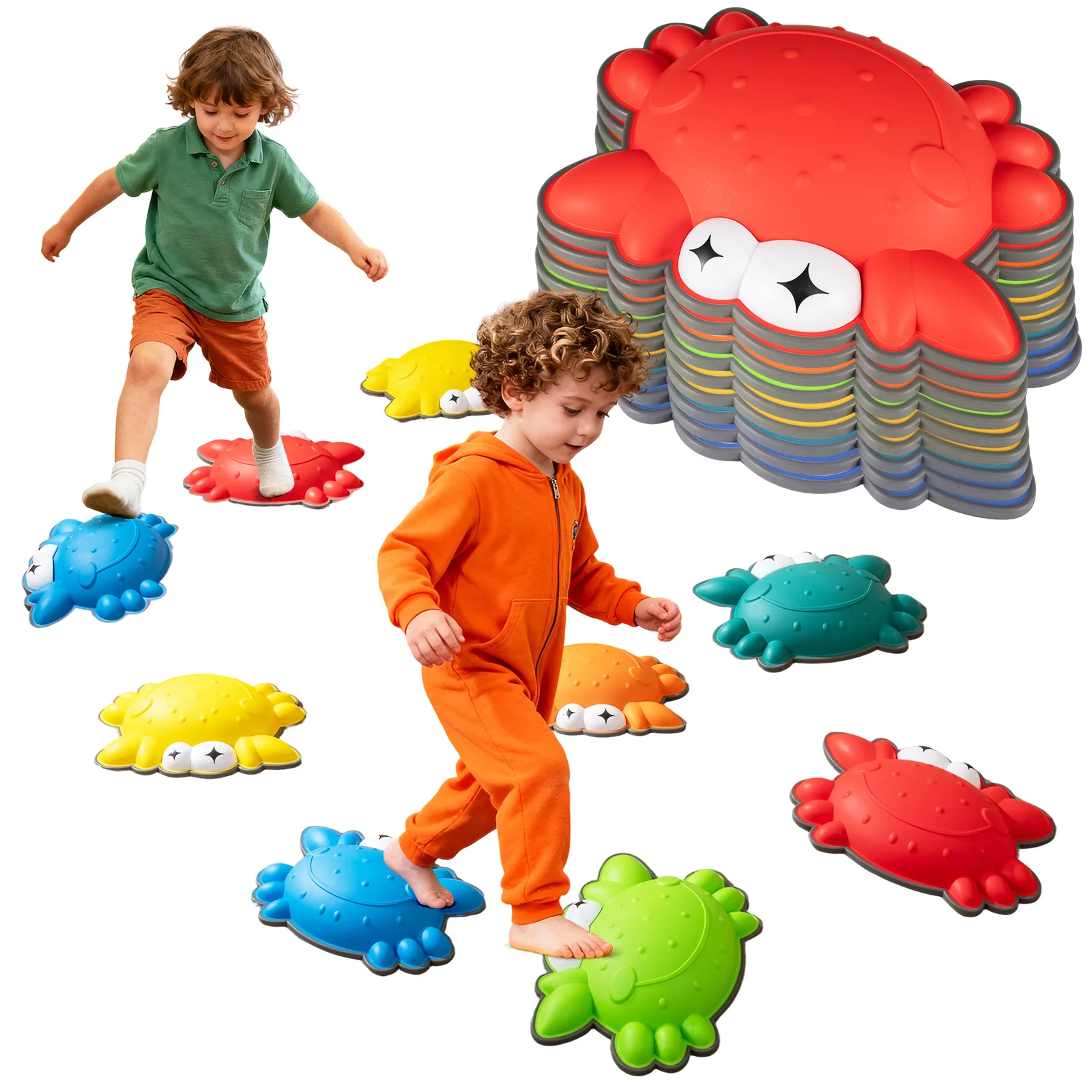 Stepping Stones for Kids 9 Pieces Non-Slip Toddler Stepping Stones Balance Sensory Toys, Multicolor - Image 4