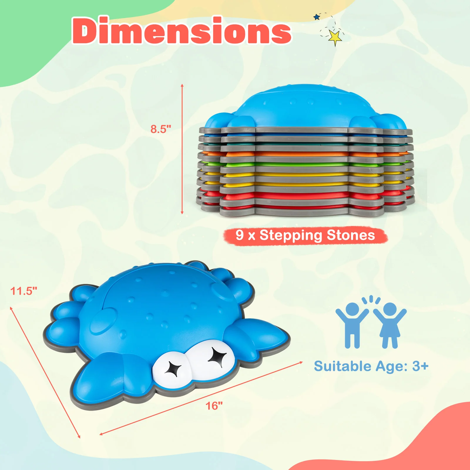 Stepping Stones for Kids 9 Pieces Non-Slip Toddler Stepping Stones Balance Sensory Toys, Multicolor - Image 5