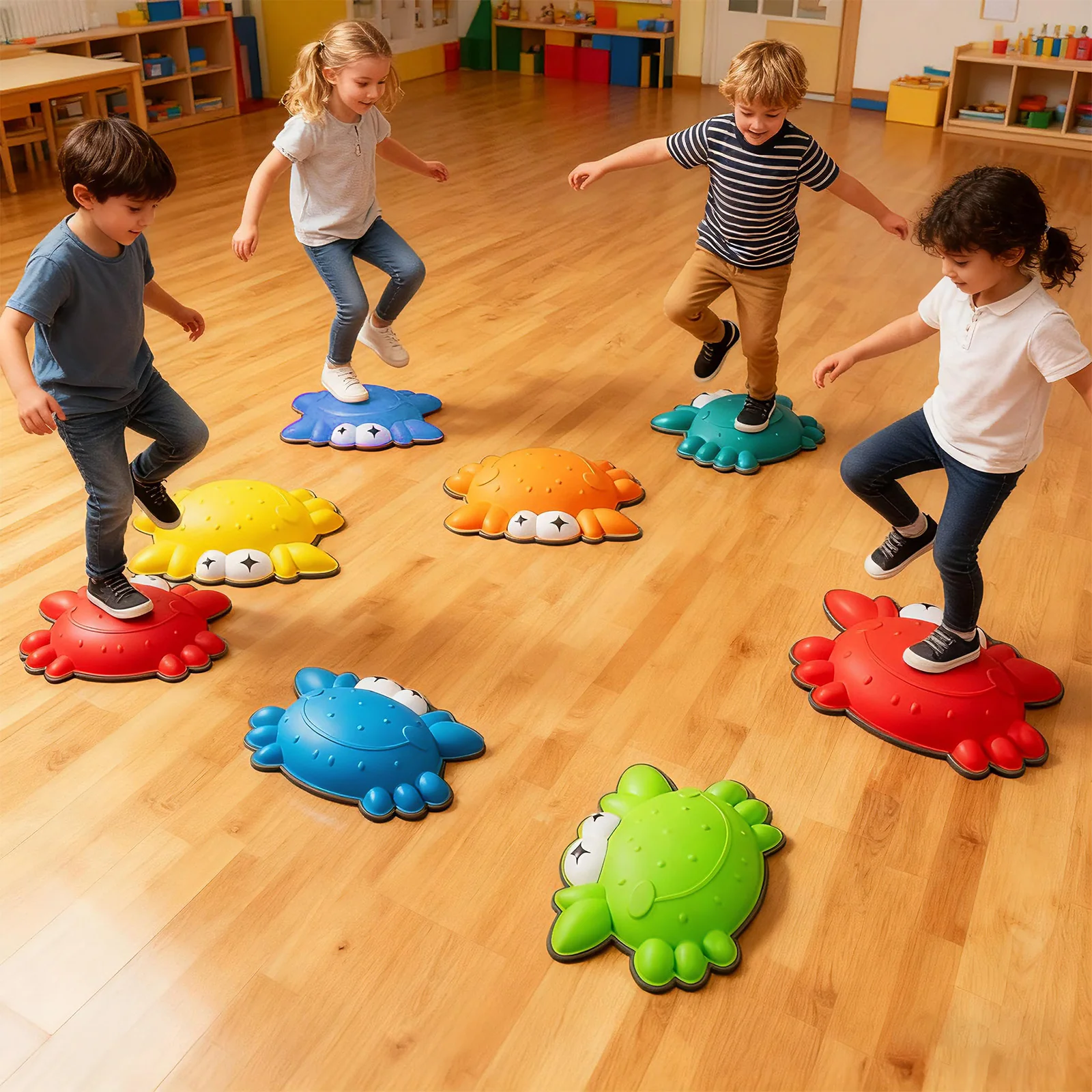 Stepping Stones for Kids 9 Pieces Non-Slip Toddler Stepping Stones Balance Sensory Toys, Multicolor - Image 6