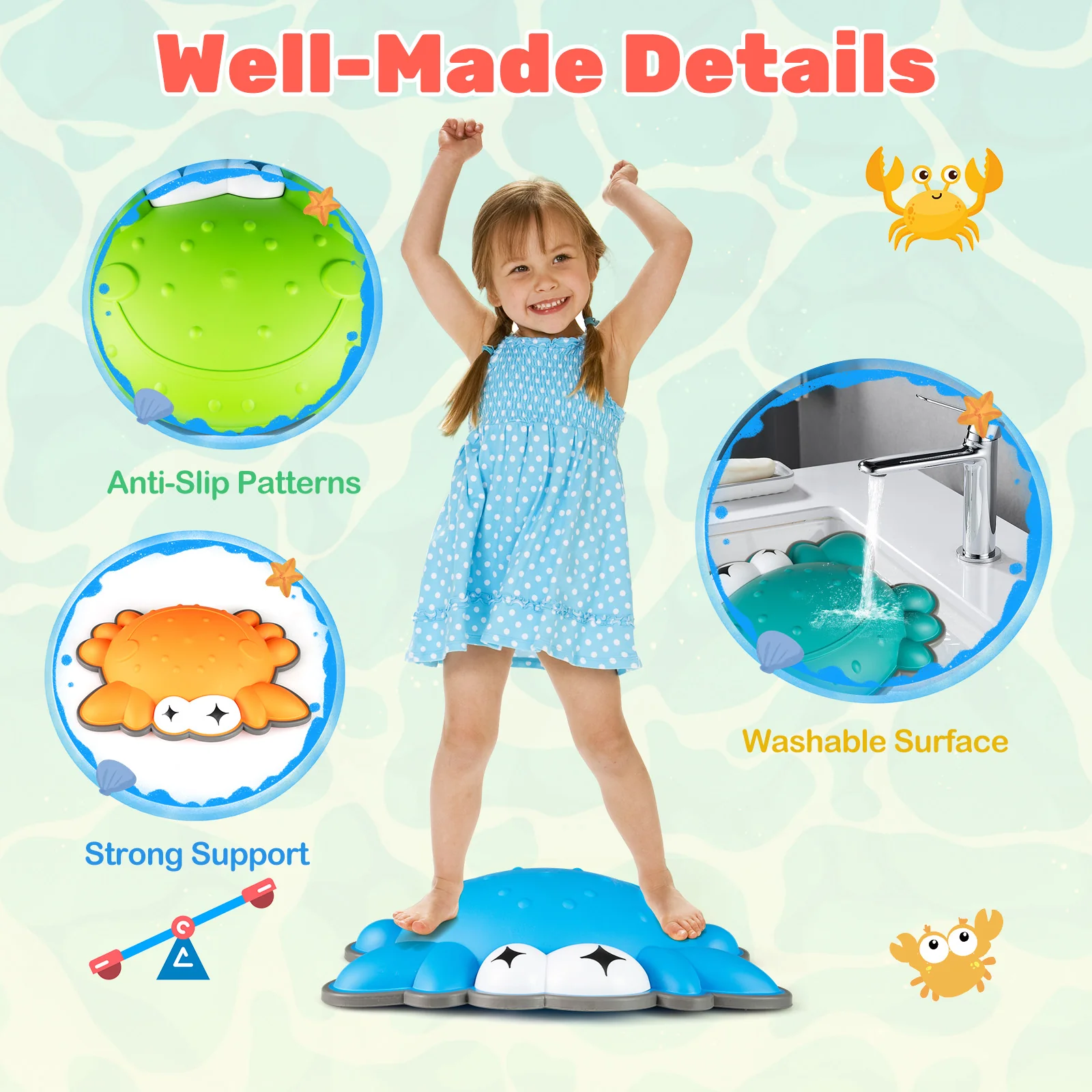 Stepping Stones for Kids 9 Pieces Non-Slip Toddler Stepping Stones Balance Sensory Toys, Multicolor - Image 8