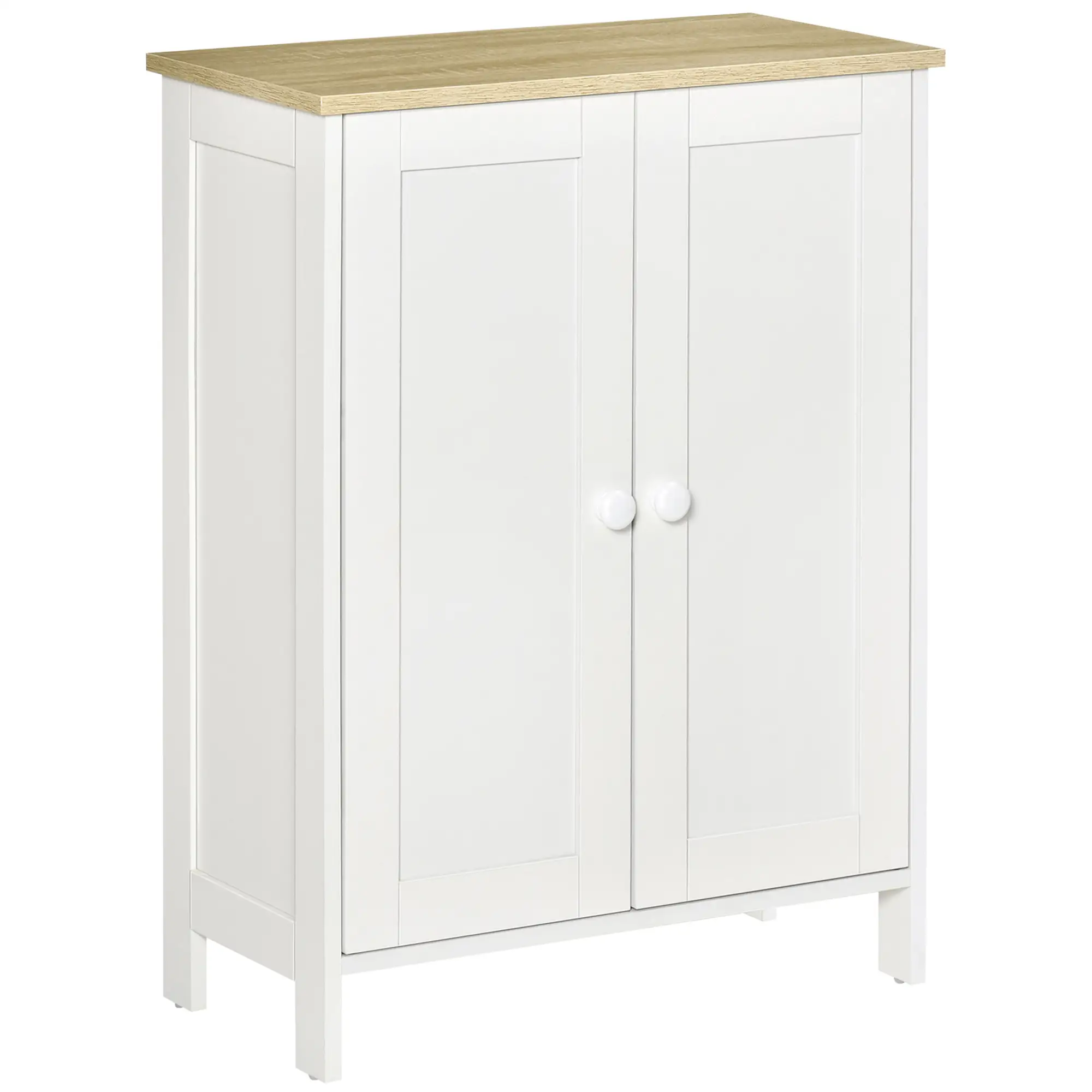 Storage Cabinet with Doors, 2 Adjustable Shelves, Living Room, Bathroom