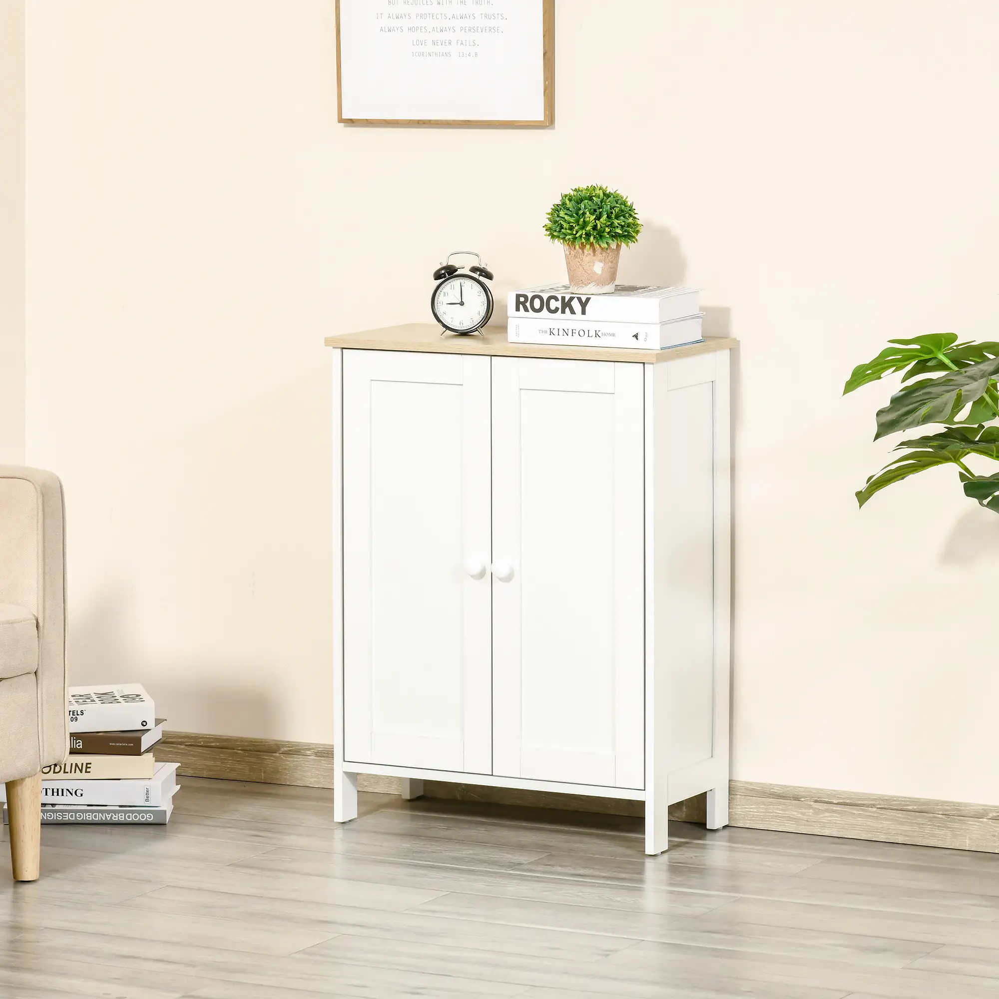 Storage Cabinet with Doors, 2 Adjustable Shelves, Living Room, Bathroom - Image 8