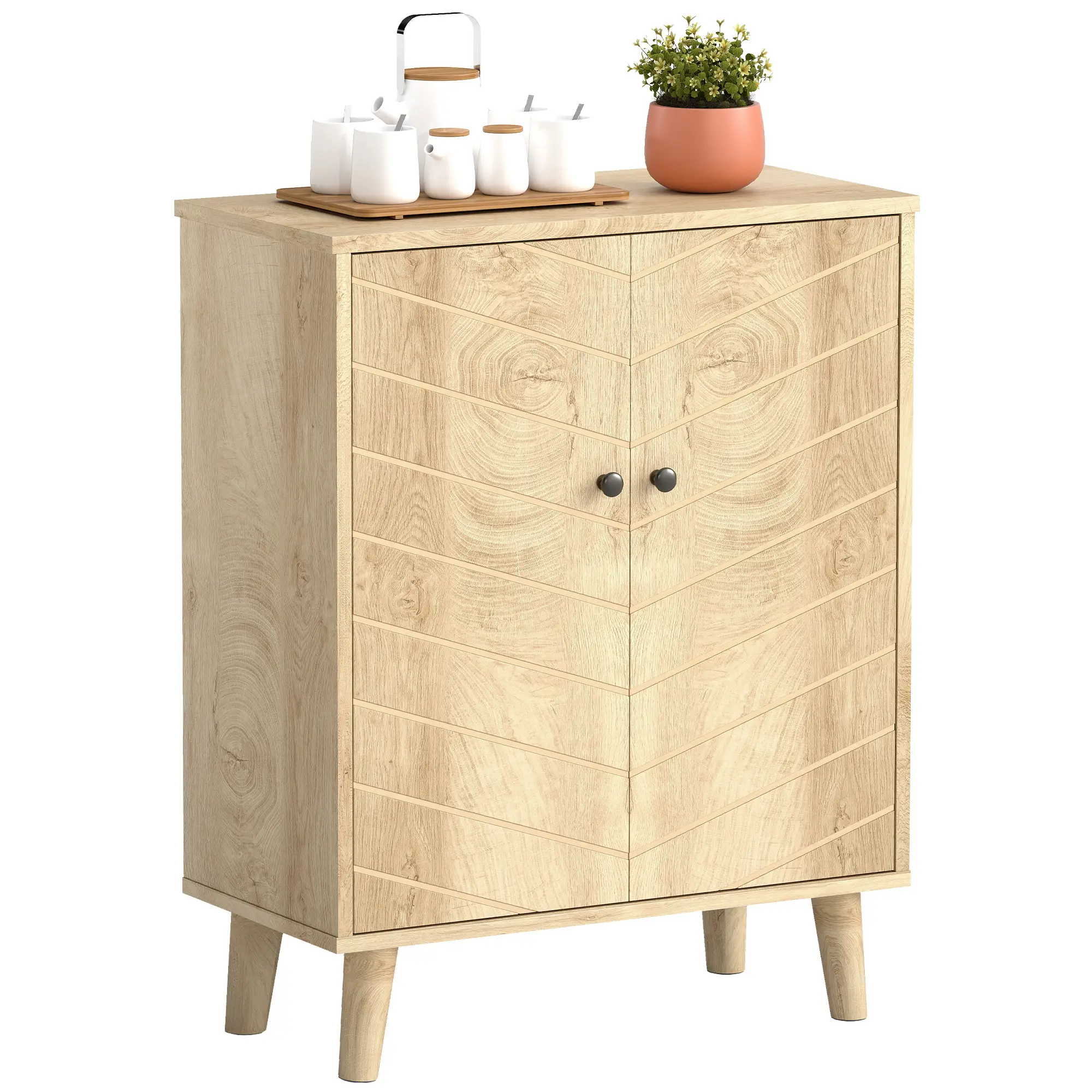 Storage Cabinet with Doors, Shelf, Wood Legs, Living Room, Bathroom - Image 11