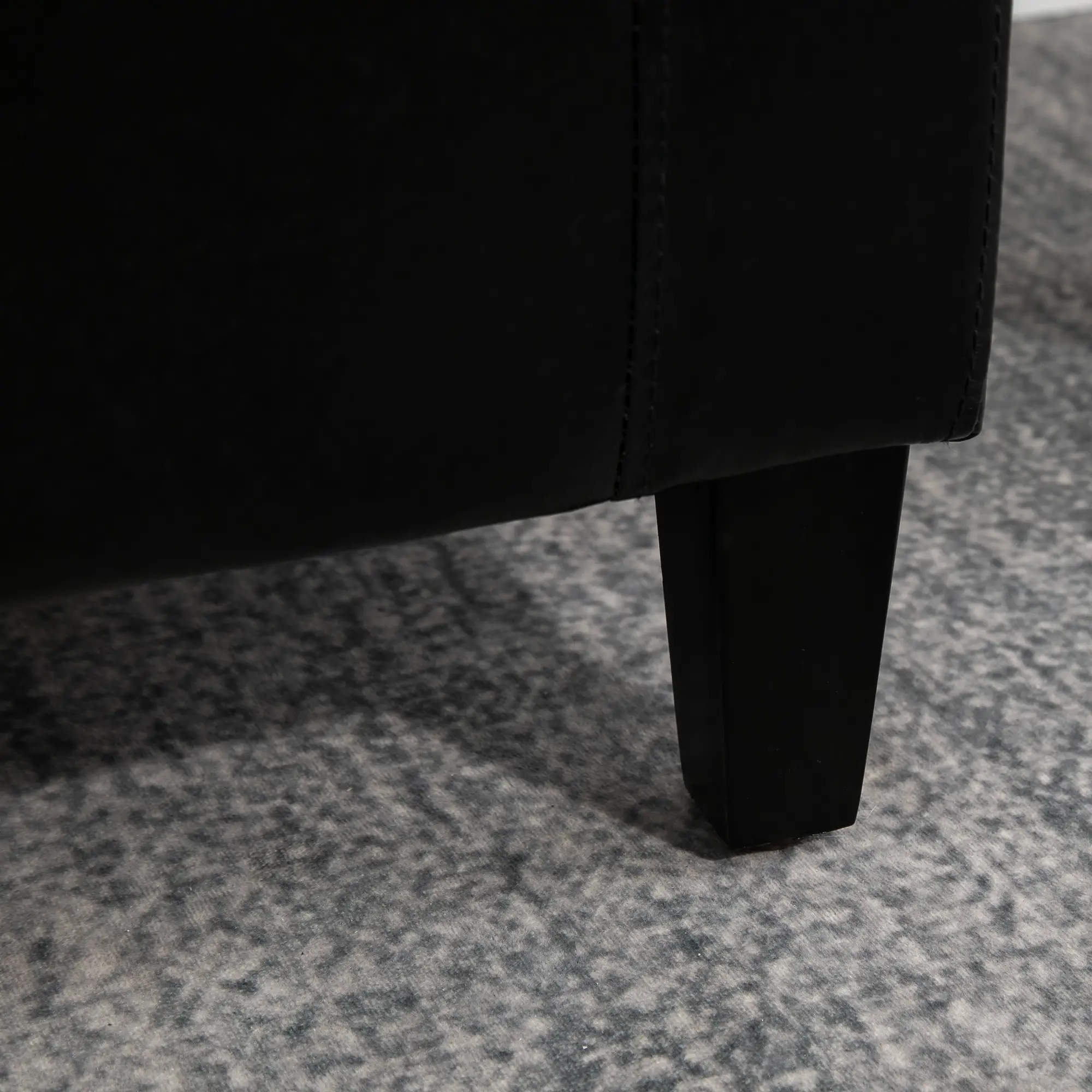 Storage Ottoman Bench, PU Leather Upholstered, Tufted Design, Black - Image 14