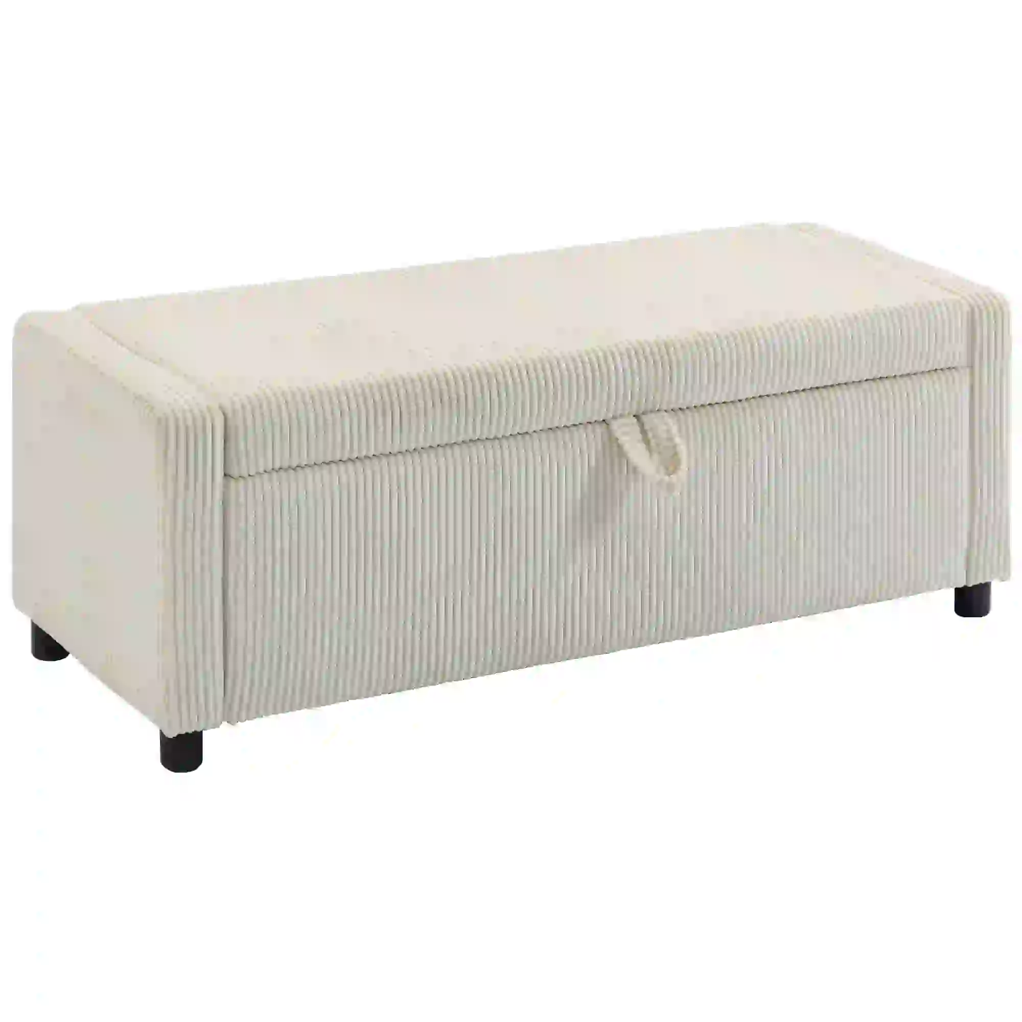 Storage Ottoman, Upholstered Corduroy Bench, Beige - Image 11