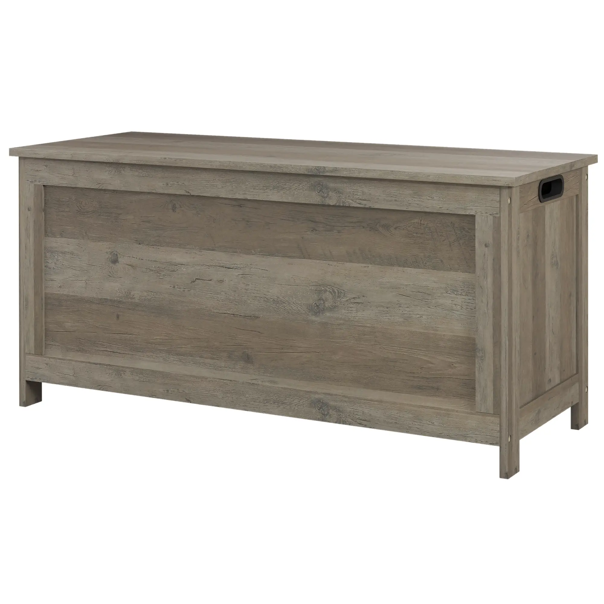 Storage Trunk, Entryway Bench with Side Handles, Distressed, Grey