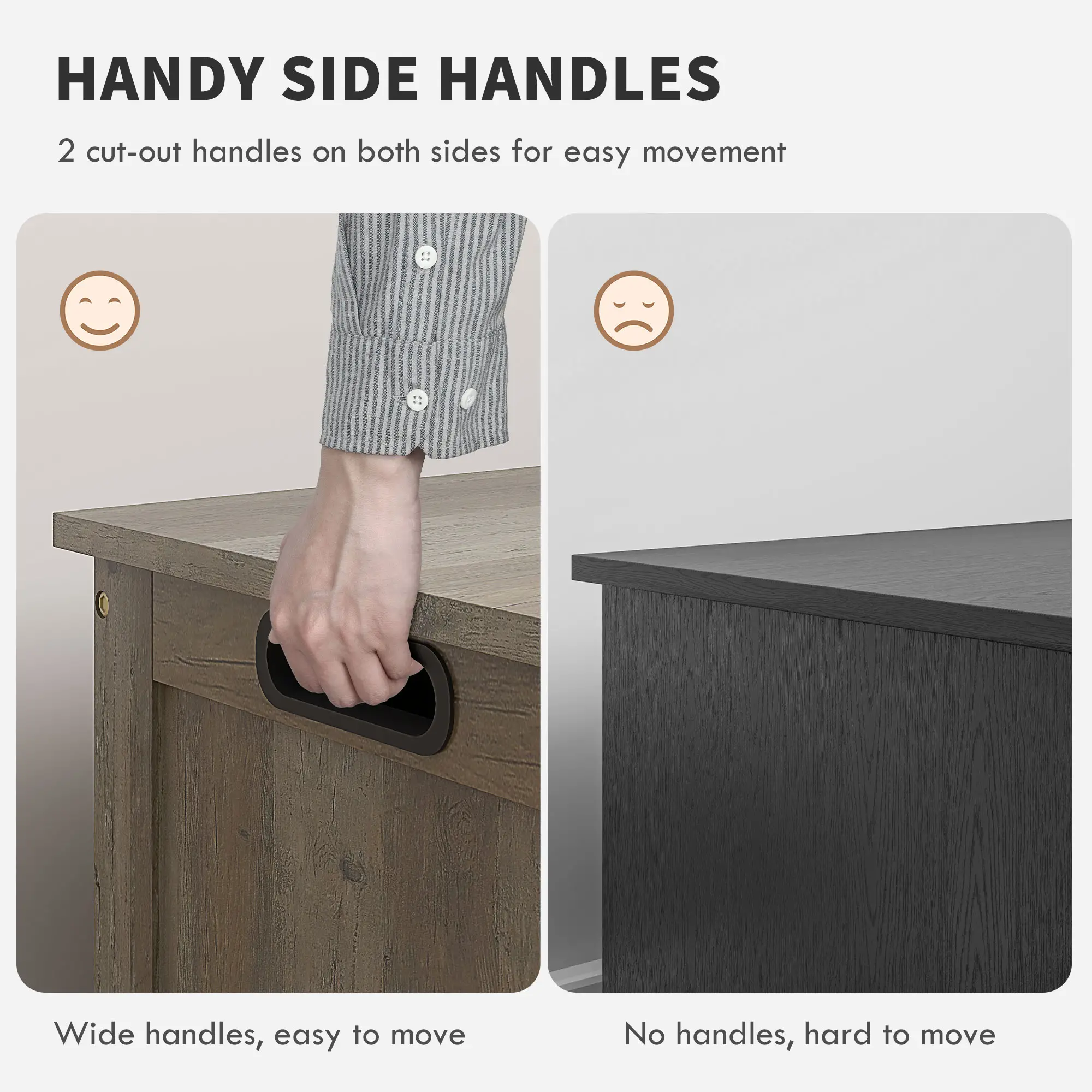 Storage Trunk, Entryway Bench with Side Handles, Distressed, Grey - Image 6