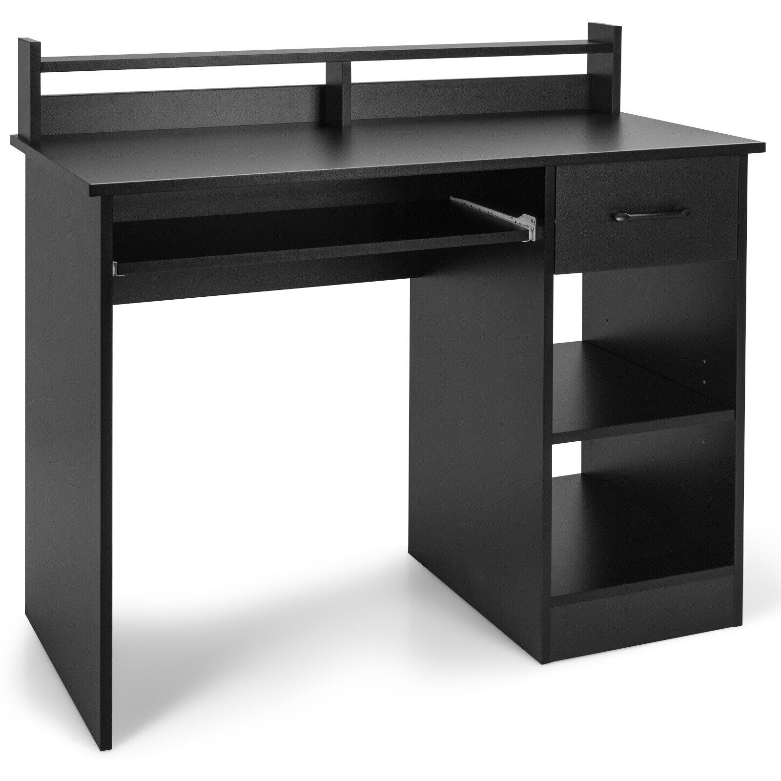 Study Laptop Table With Drawer, Keyboard Tray, Black - Image 4