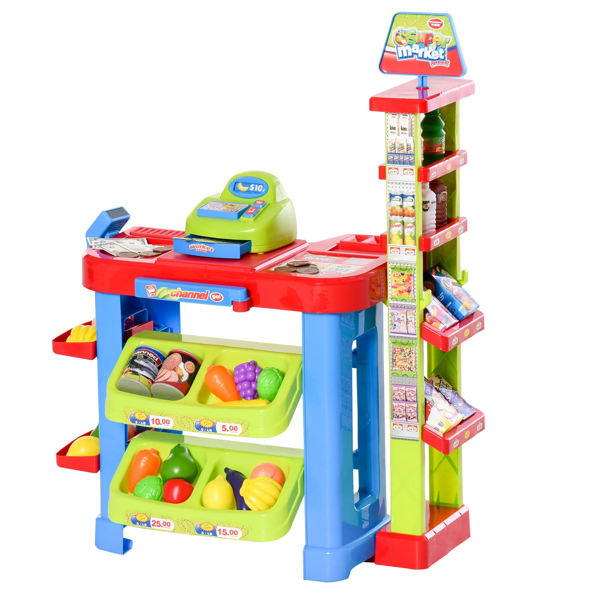 Supermarket Playset, Shopping Cart, Cash Register, Light & Sound, Age 3-6 - Image 11