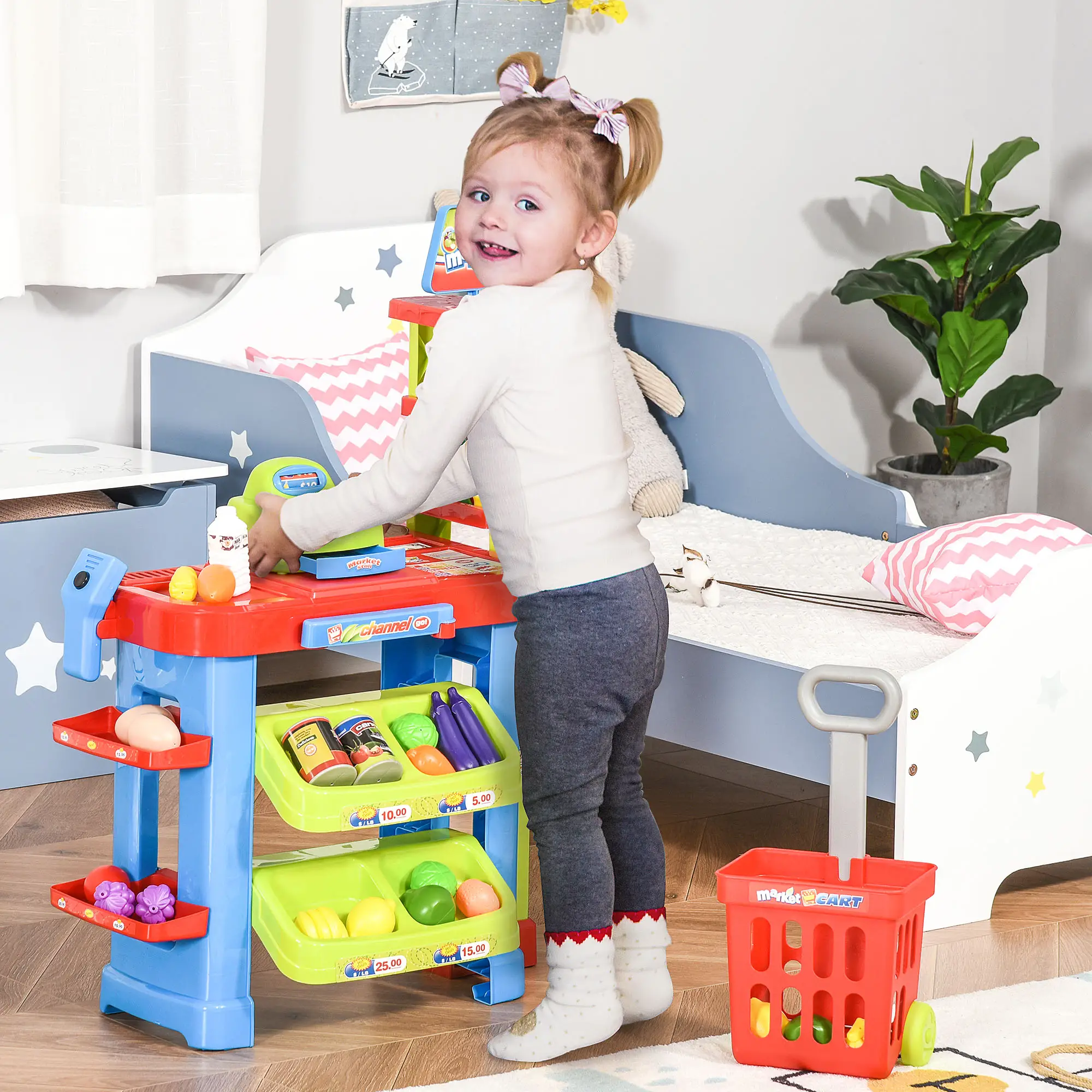 Supermarket Playset, Shopping Cart, Cash Register, Light & Sound, Age 3-6 - Image 2