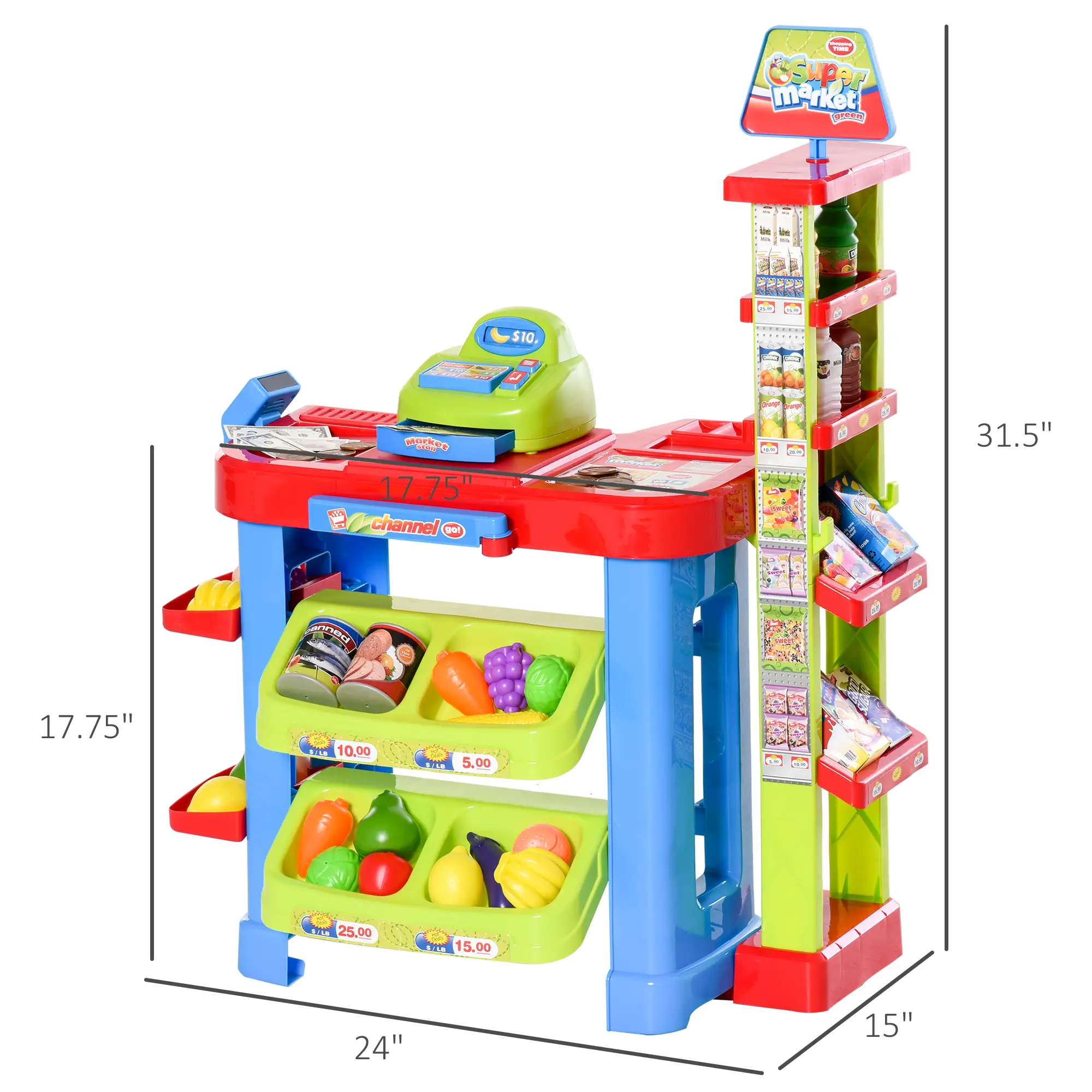 Supermarket Playset, Shopping Cart, Cash Register, Light & Sound, Age 3-6 - Image 3